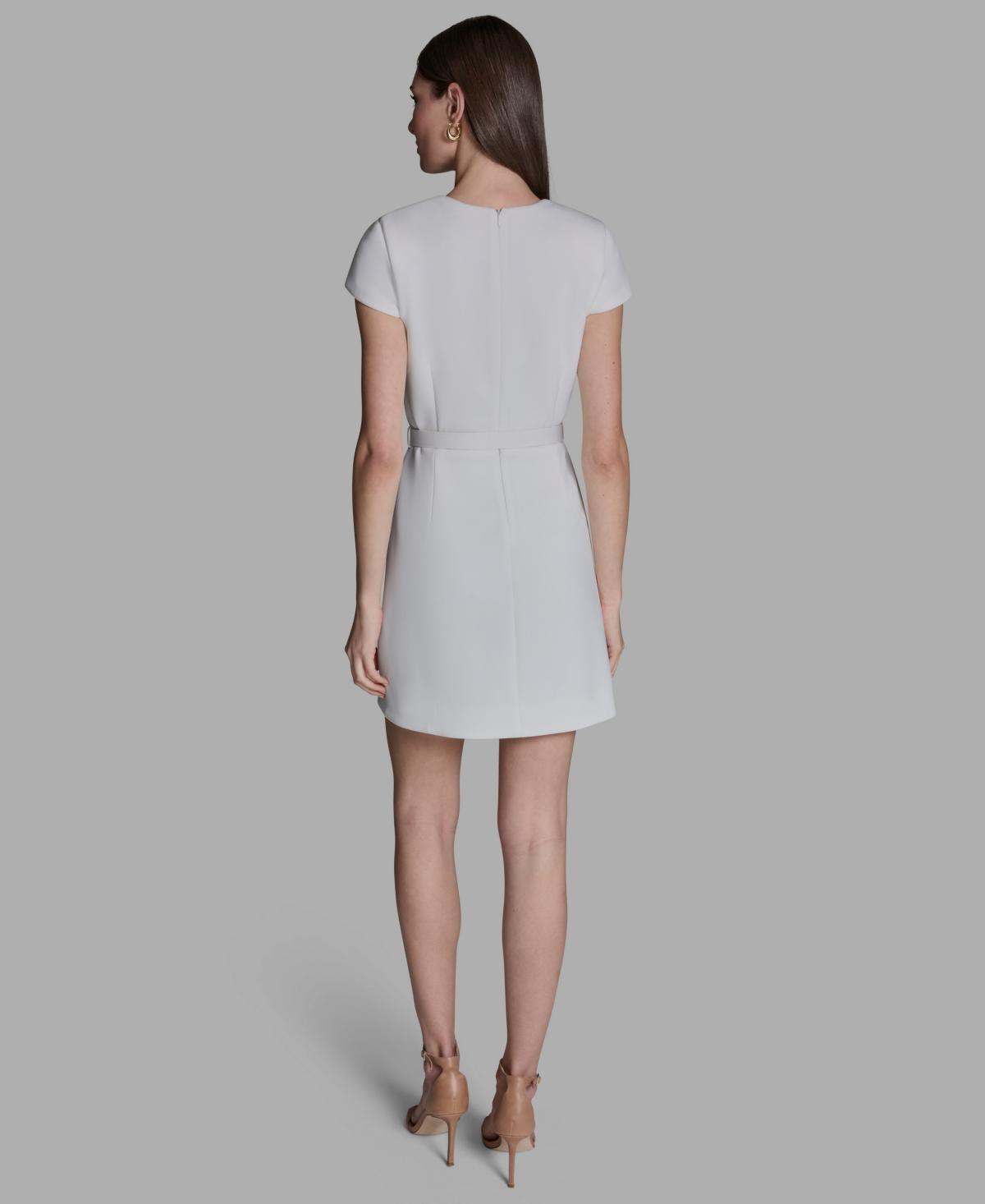 BCBGMAXAZRIA Scuba Square Neck A-line Dress in Gray | Lyst