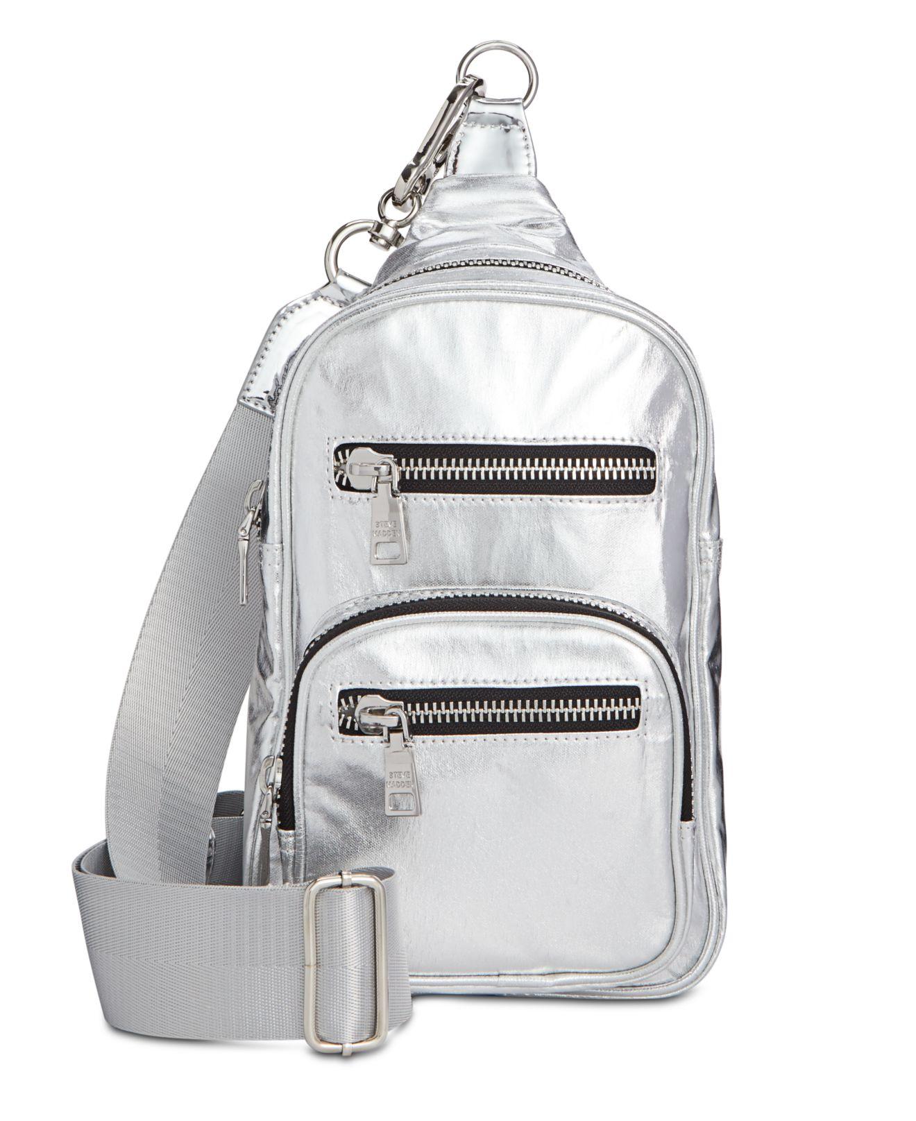 Steve Madden Synthetic Irving Nylon Sling Backpack in Silver/Silver