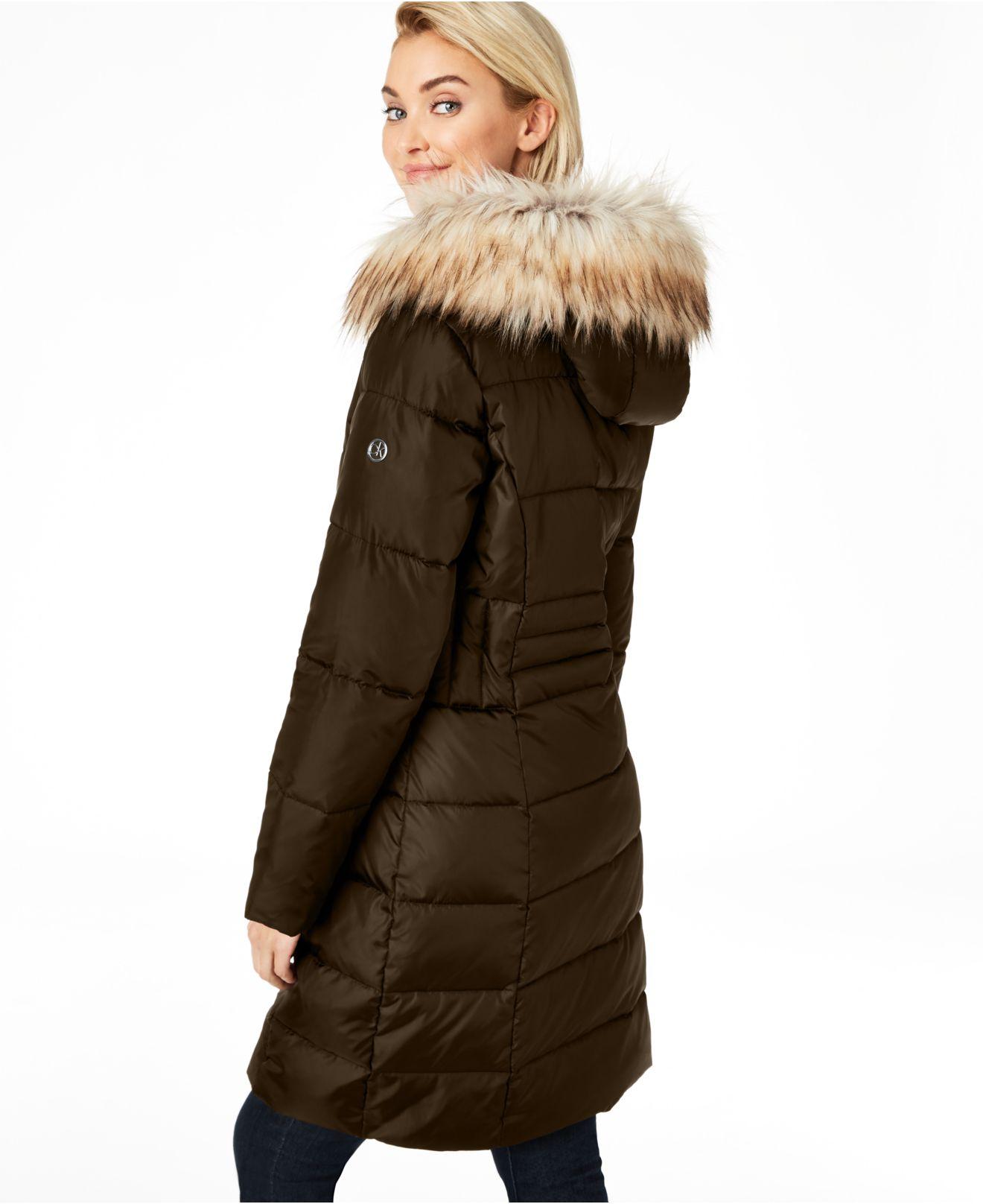 fur hooded padded coat