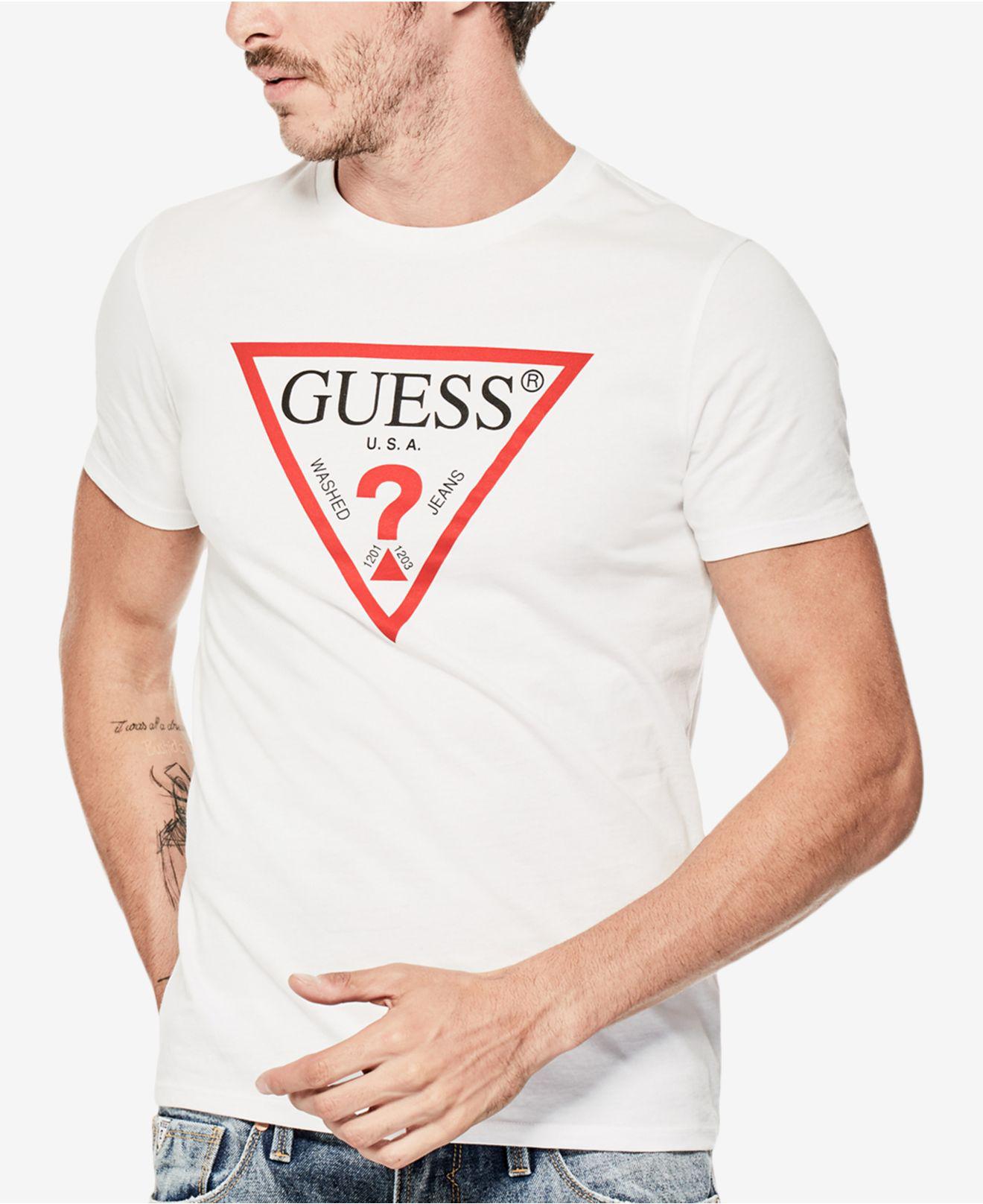 guess white logo t shirt