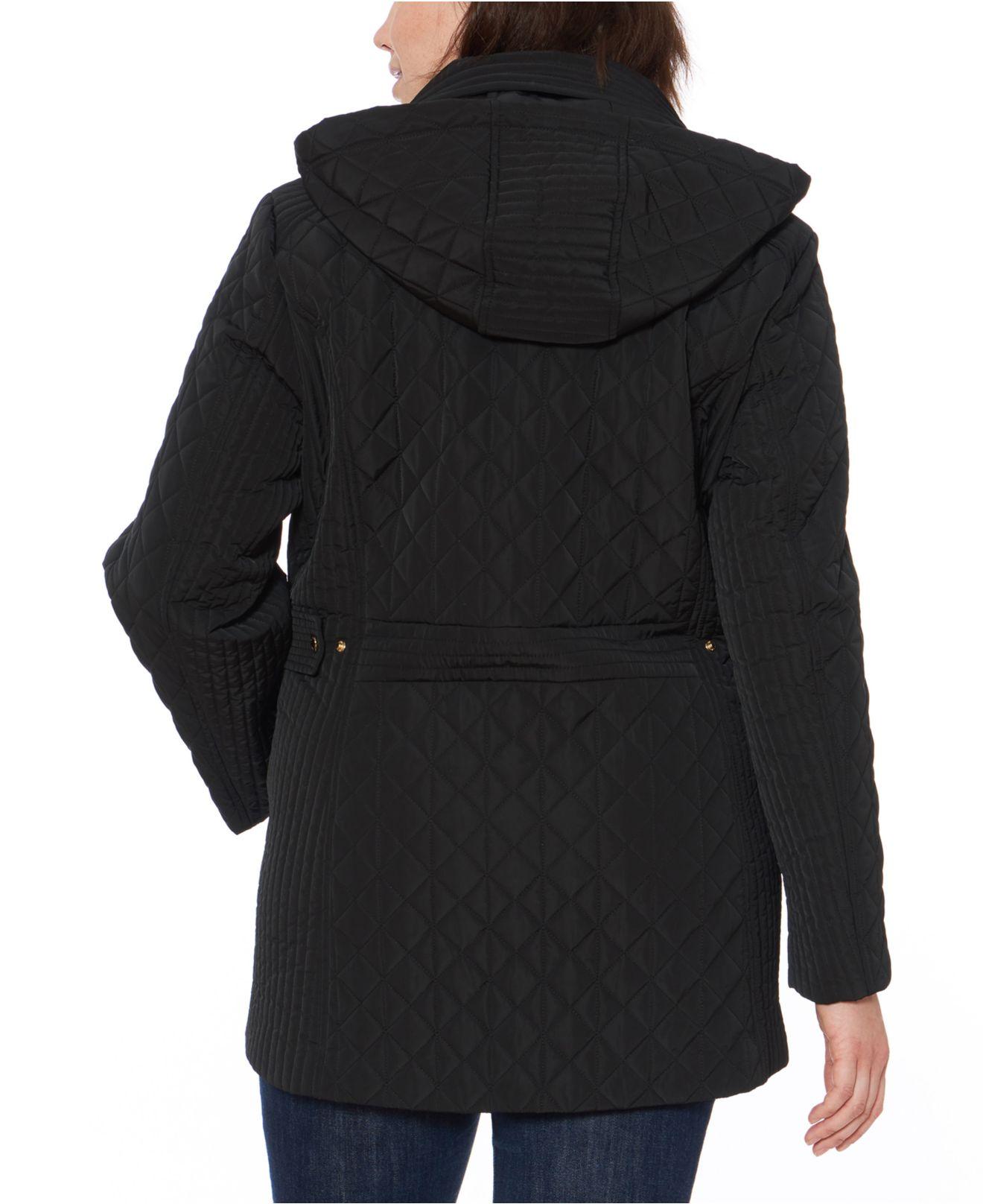 Jones New York Synthetic Plus Size Waterresistant Quilted Hooded