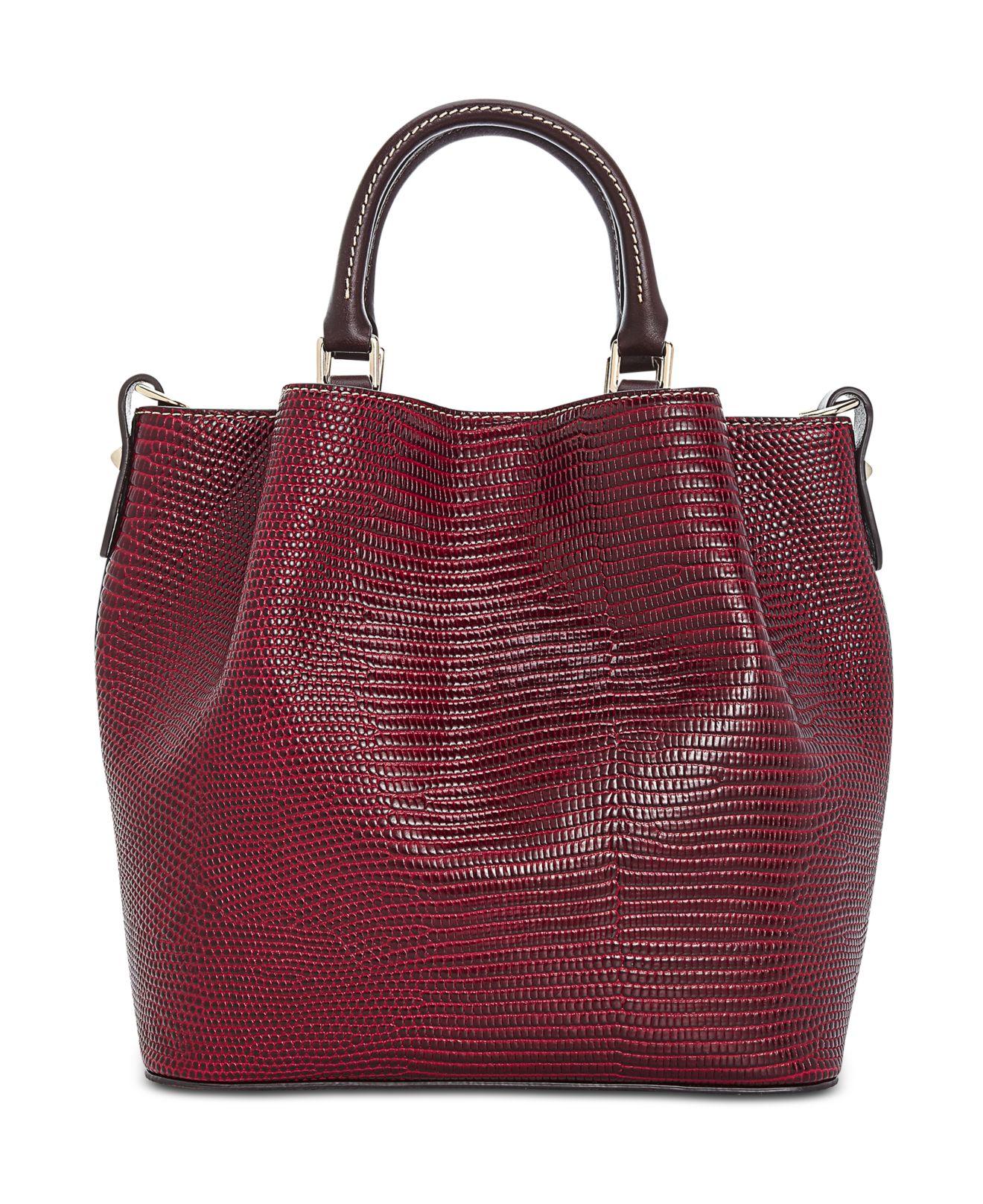 Dooney & Bourke Lizard Embossed Leather Small Barlow Tote in Red - Lyst