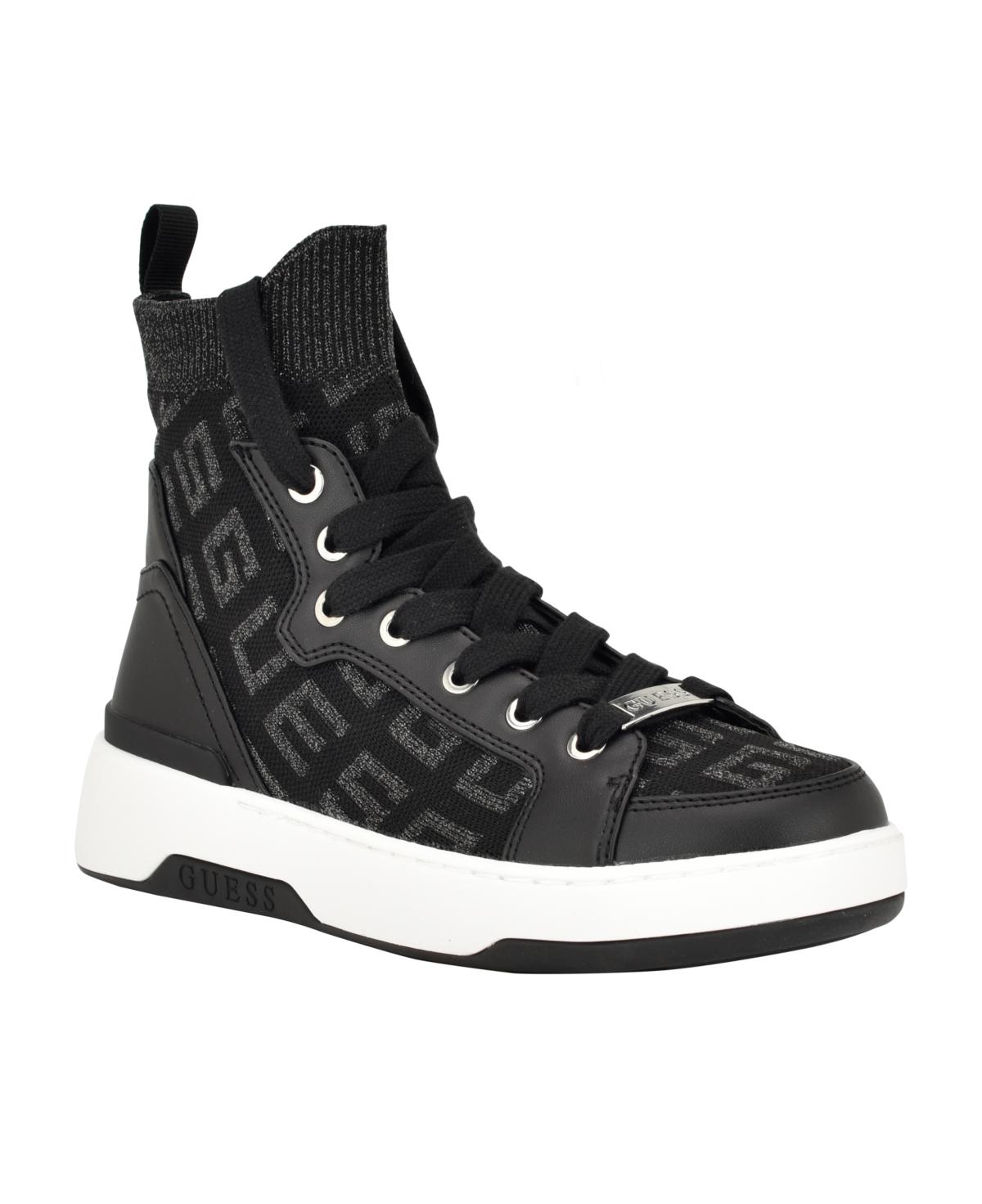 Guess Mannen Knit Lace Up Hi Top Fashion Sneakers in Black | Lyst