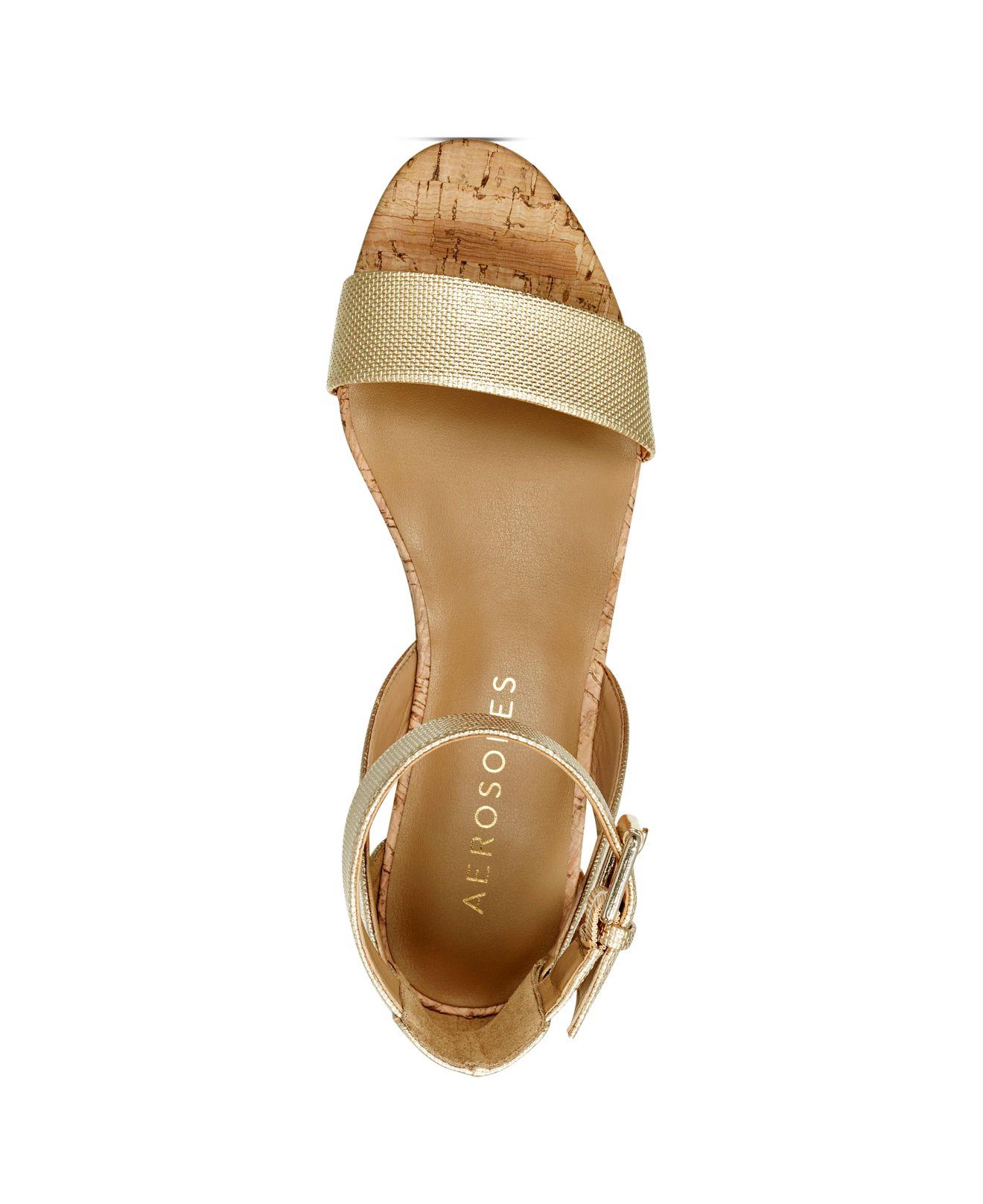 Aerosoles Leather Willowbrook Wedge Sandals in Gold Metallic (Metallic) - Lyst