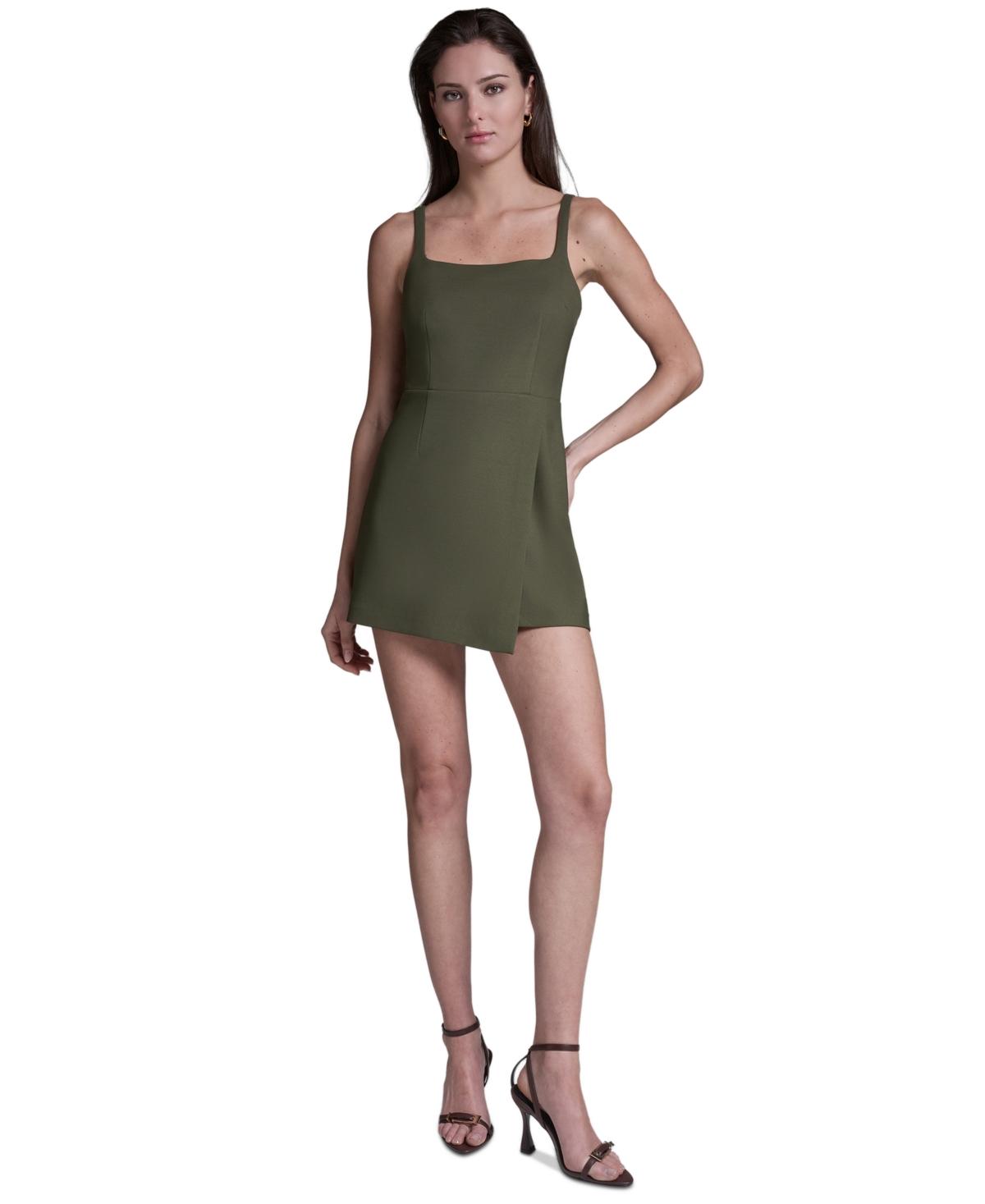 bcbg olive green dress BCBGMAXAZRIA Sleeveless Mini Romper in black handbag