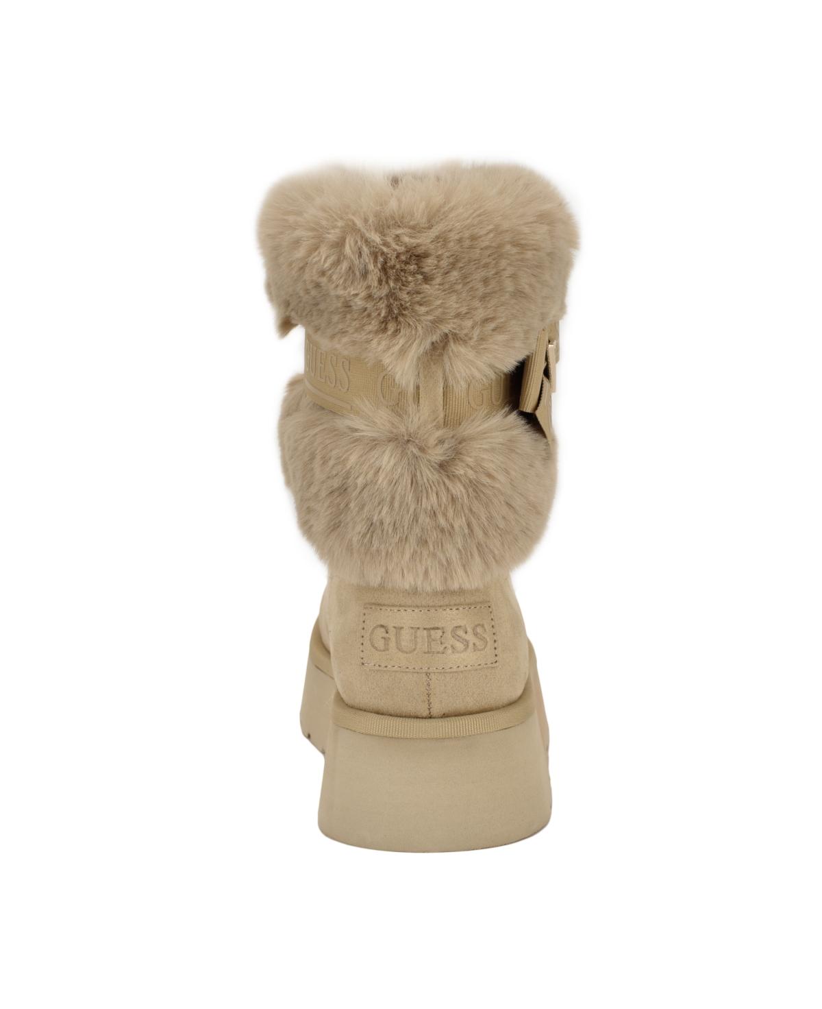 Guess Denla Cold Weather Faux Fur Cozy Booties in Natural Lyst