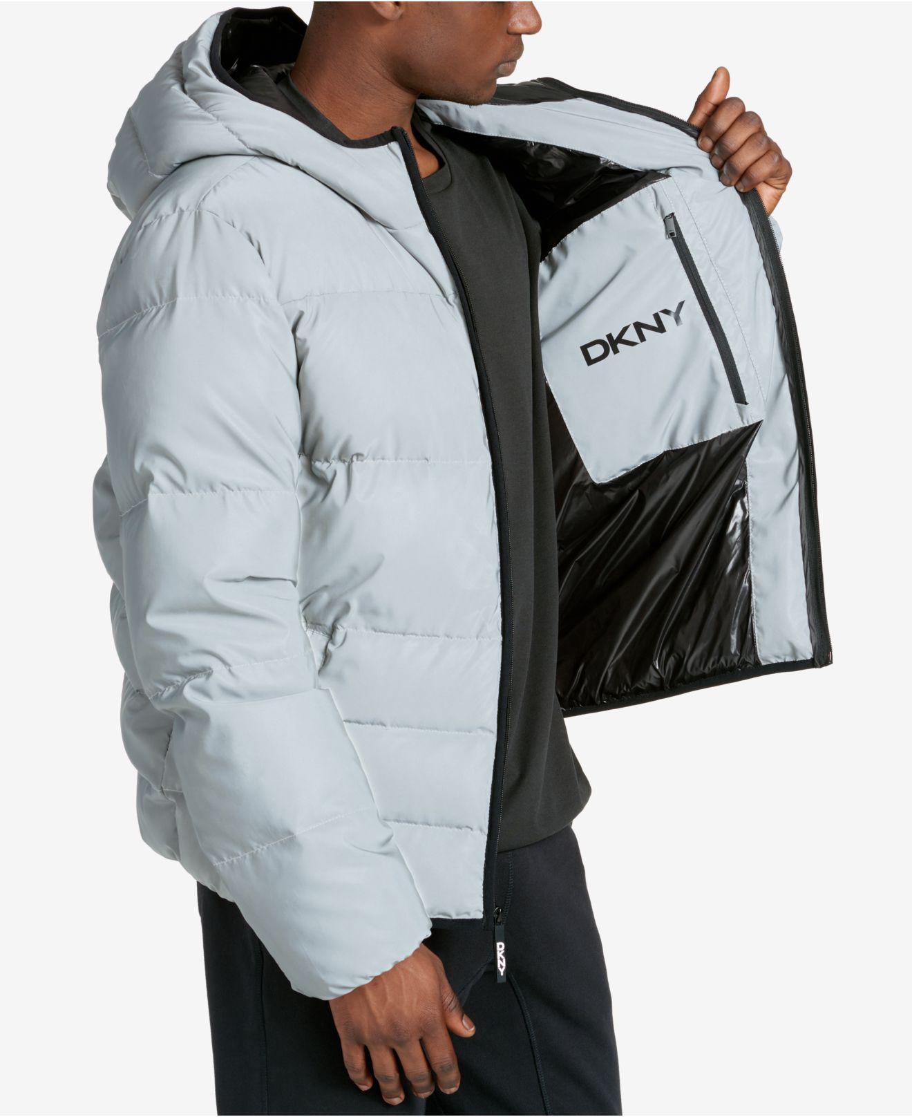 reflective puffer jacket with hood