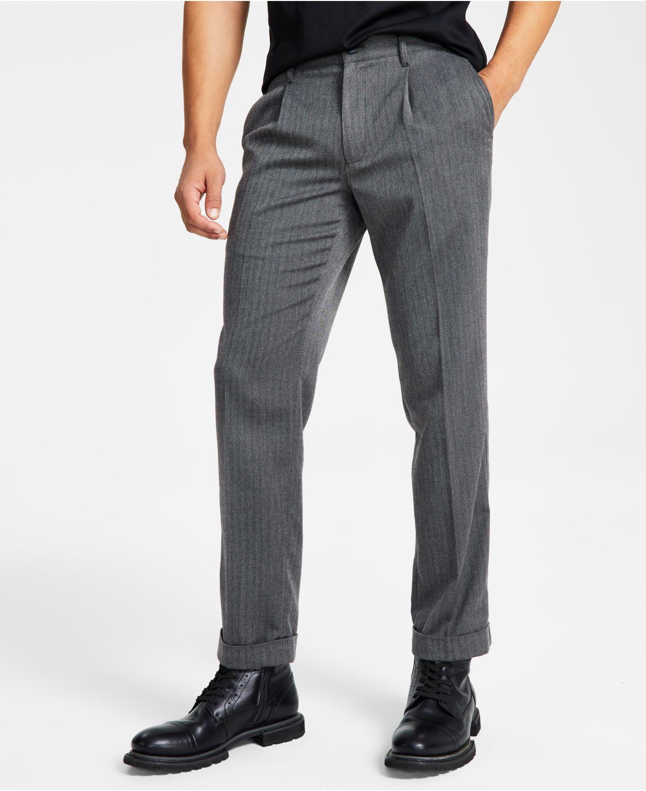 INC International Concepts Classicfit Herringbone Pleated Suit Pants