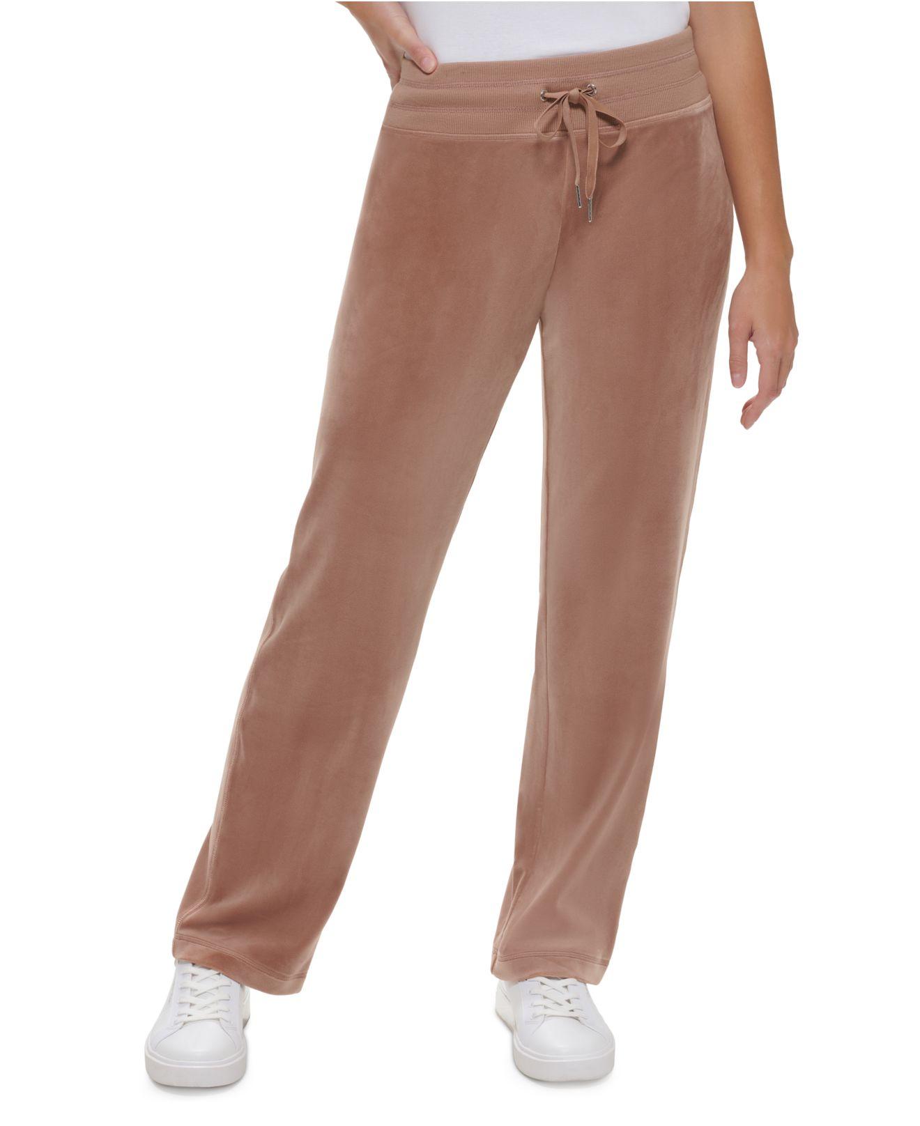 Calvin Klein Wide Leg Velour Pants in Brown | Lyst
