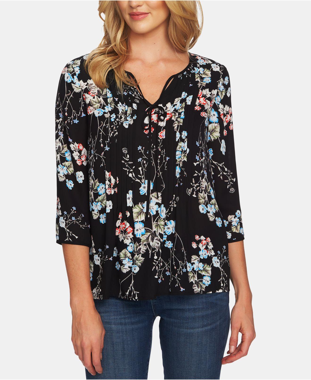 cece divine floral ruffle blouse