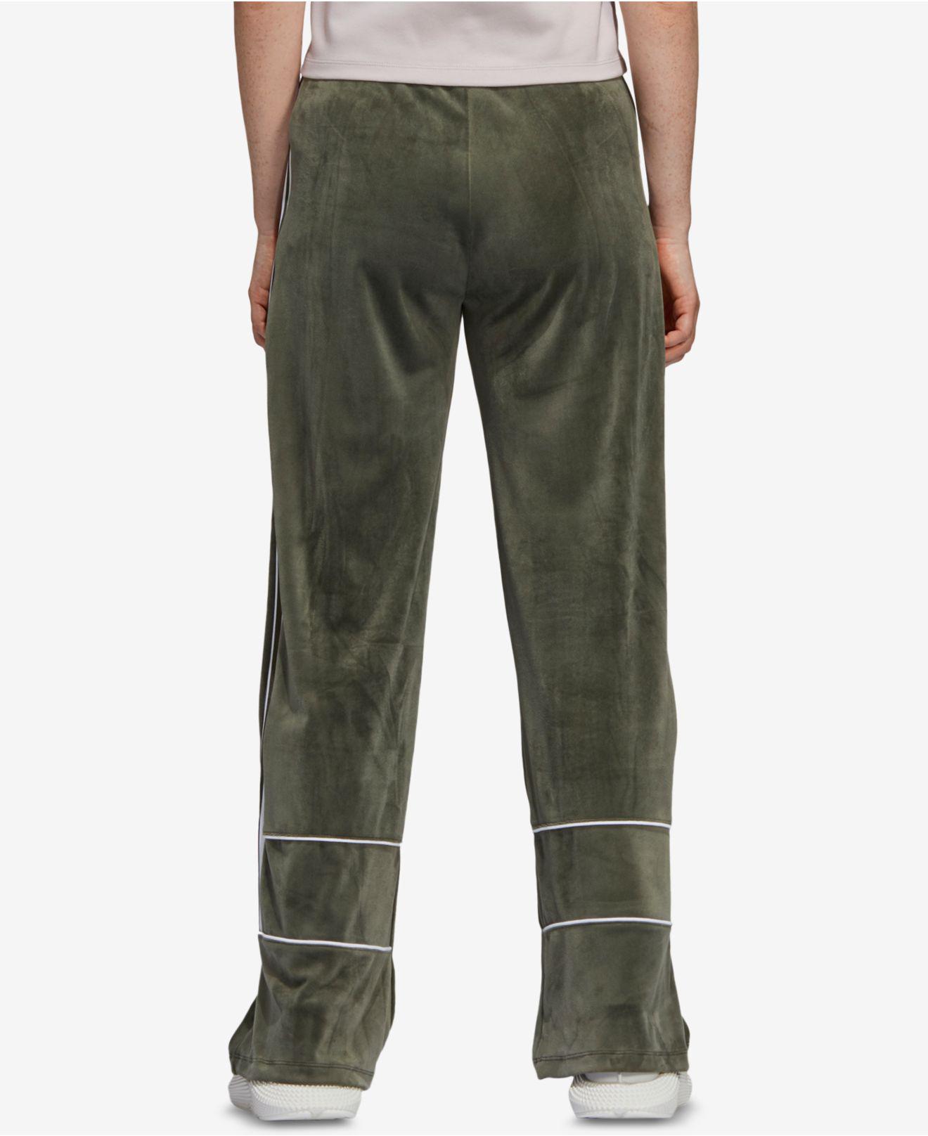 adidas Originals Velvet Three-stripe Track Pants in Green | Lyst