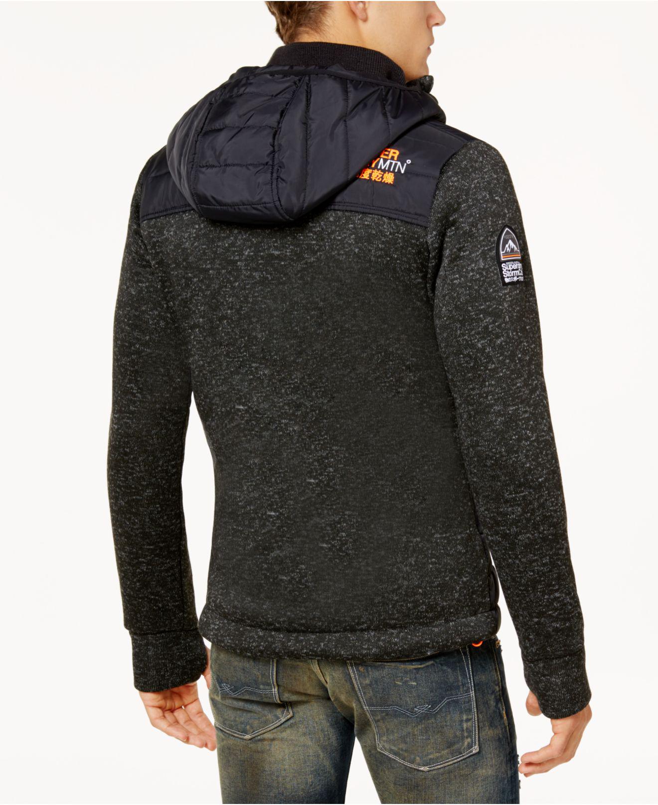 mixed media hooded zip through