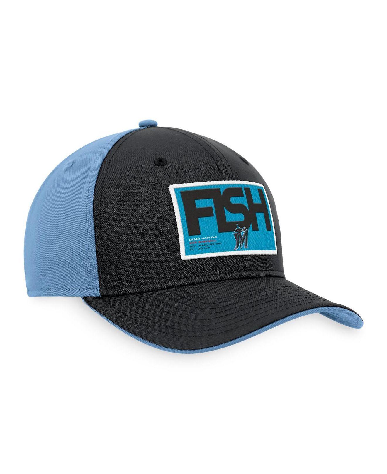 MLB Miami Marlins Baseball Team Fish Logo All Black Baseball Hat