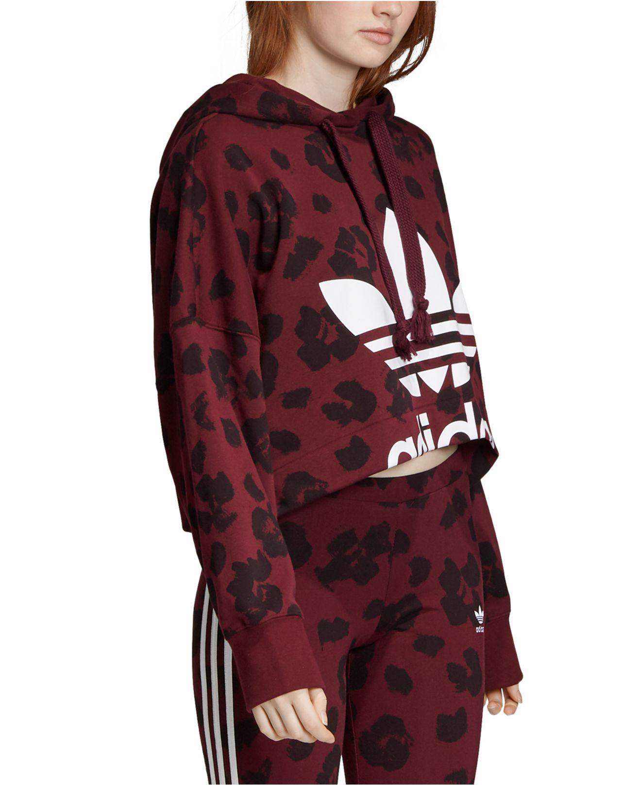 adidas cropped hoodie maroon