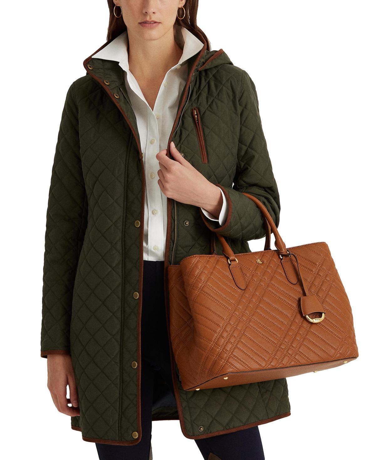 Lauren by Ralph Lauren Petite Quilted Coat in Brown | Lyst