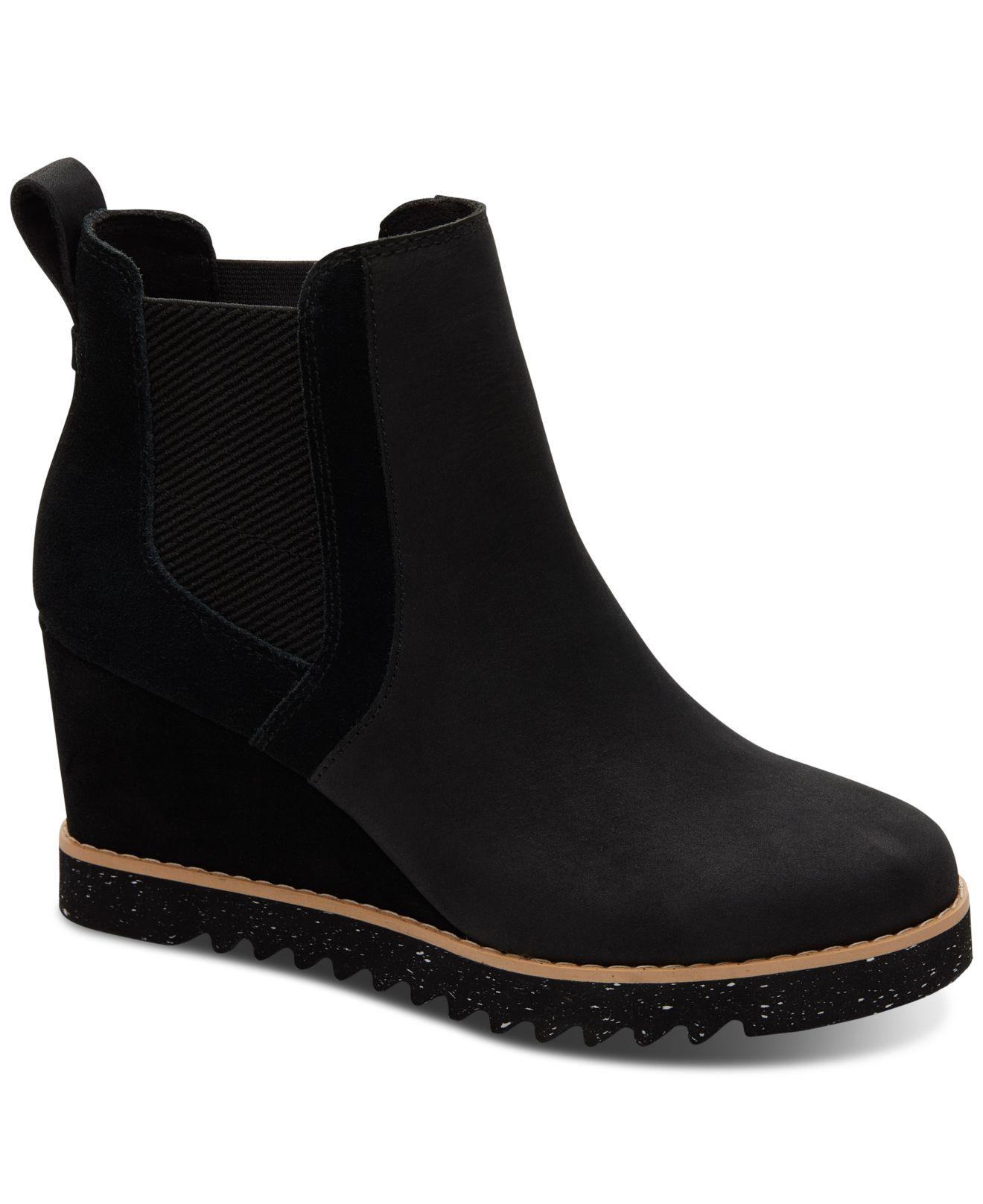 toms black wedge booties