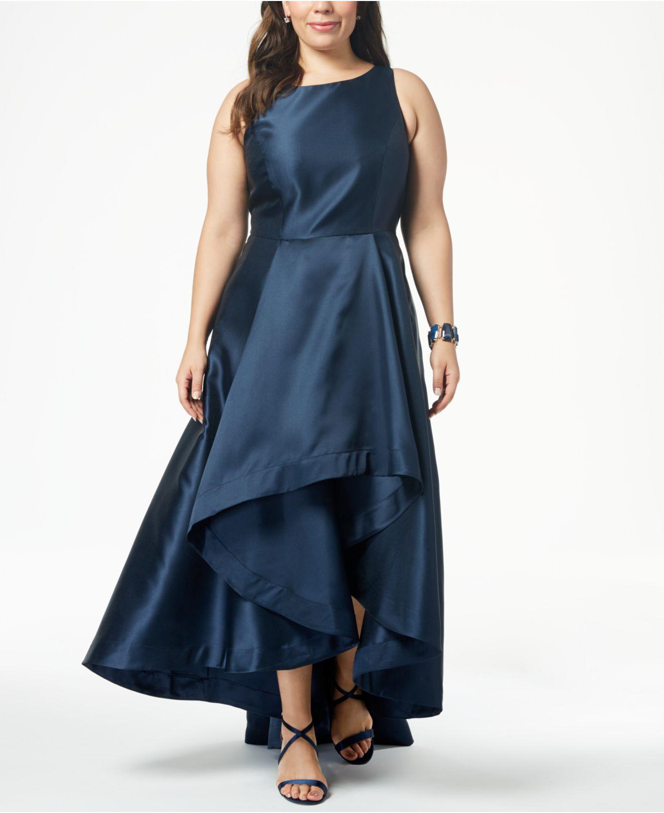 Adrianna Papell Plus Size Mikado Hi-low Gown in Blue | Lyst