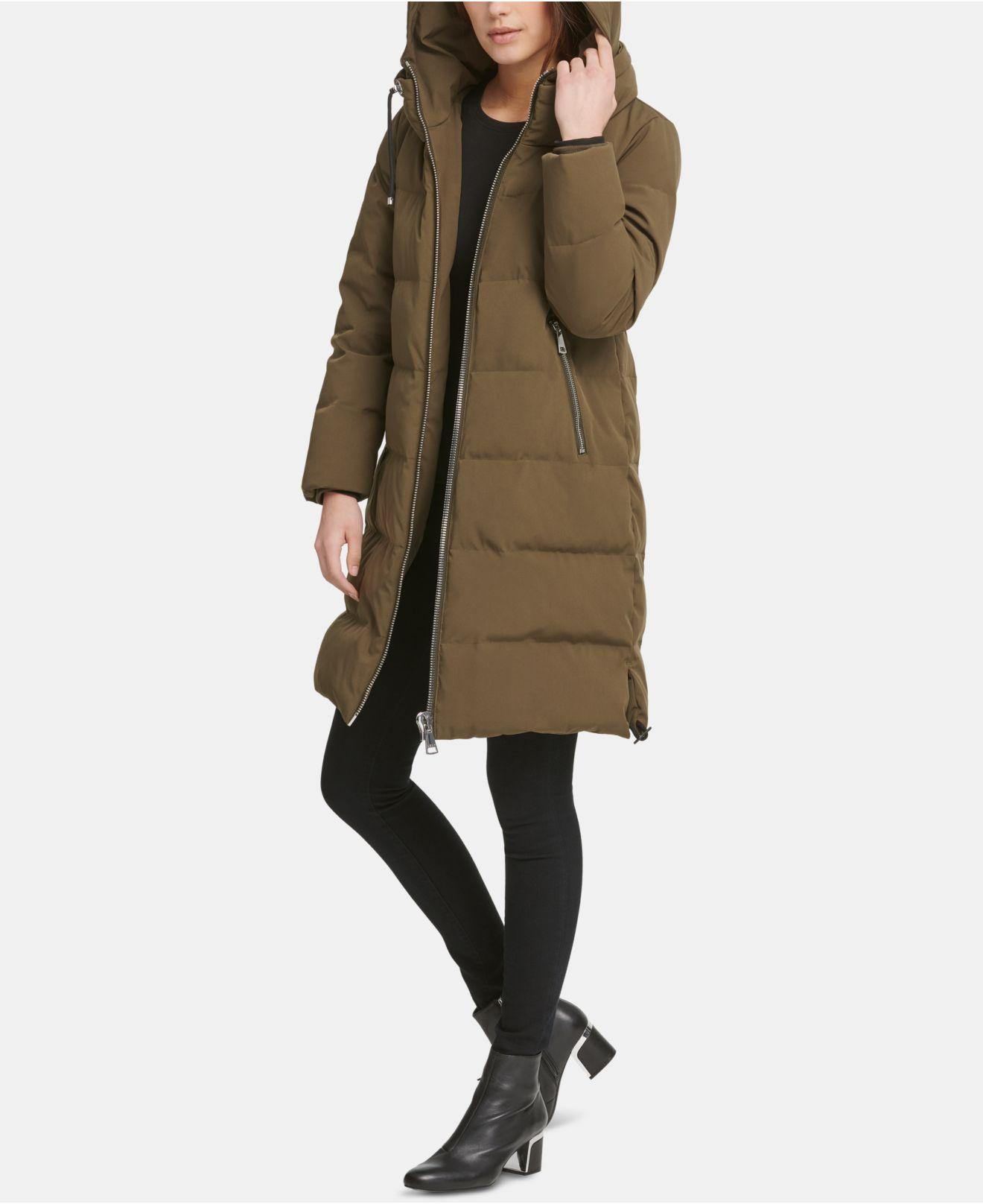 dkny hooded down puffer coat