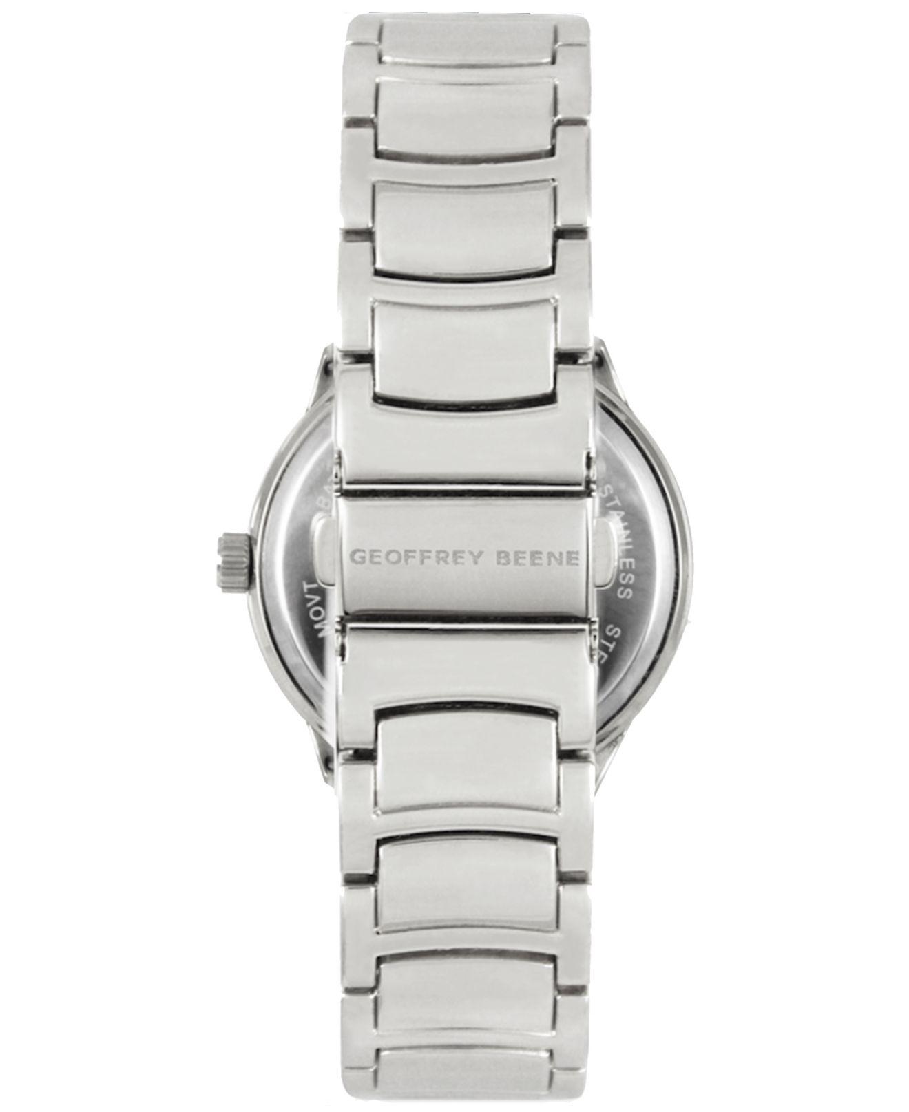 Geoffrey Beene Genuine Blue Sapphire Dial Bracelet Watch in Silver 