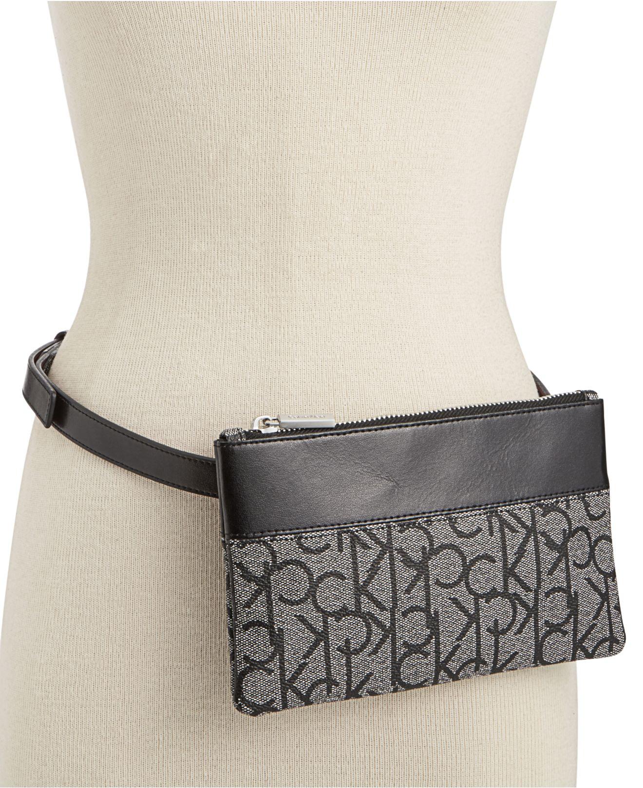 Calvin Klein Leather-trim Monogram Belt Bag in Black | Lyst