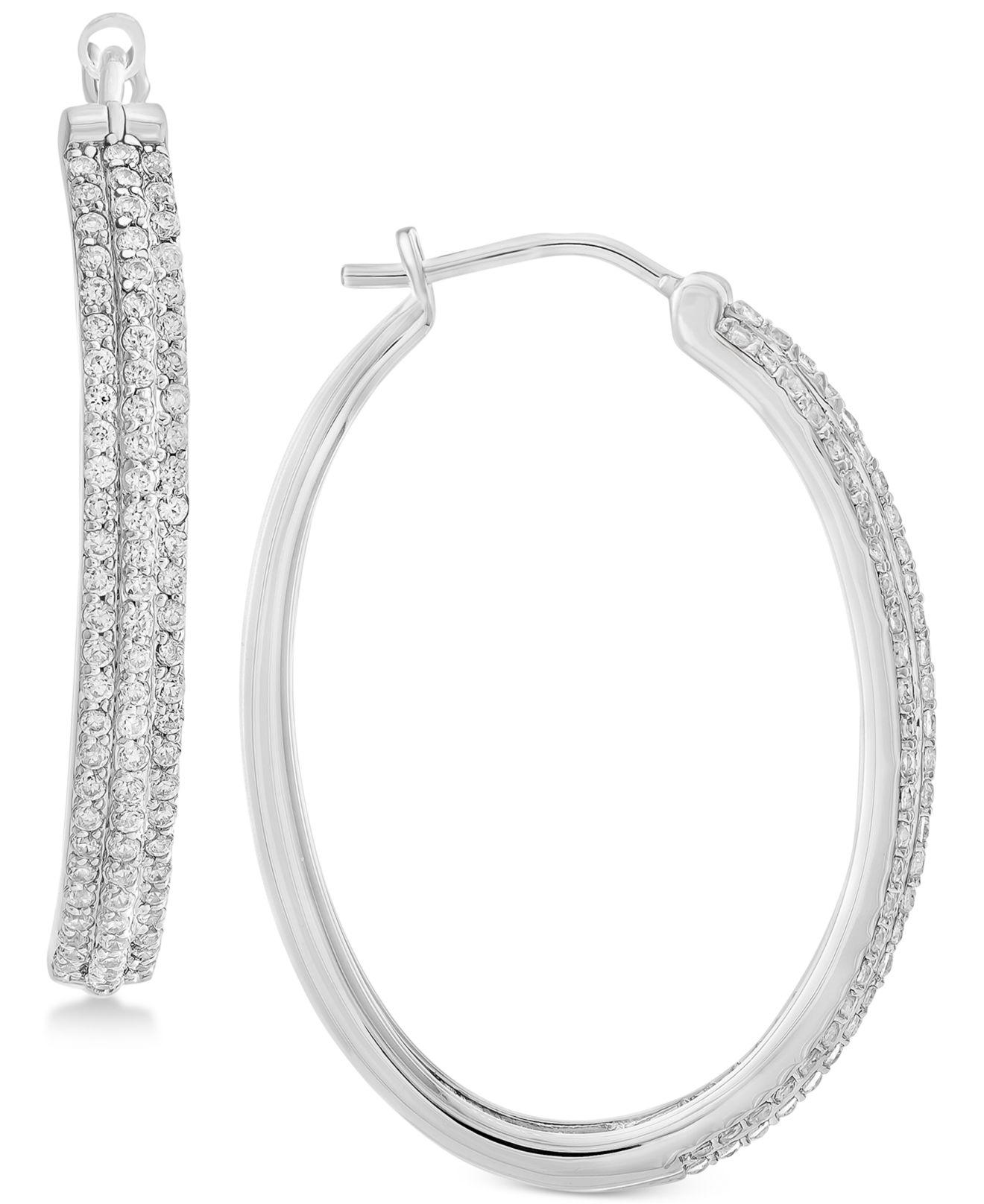 Lyst Macy S Diamond Hoop Earrings 1 Ct T W In Sterling Silver Macy S Women Metallic Diamond Hoop Earrings 1 Ct
