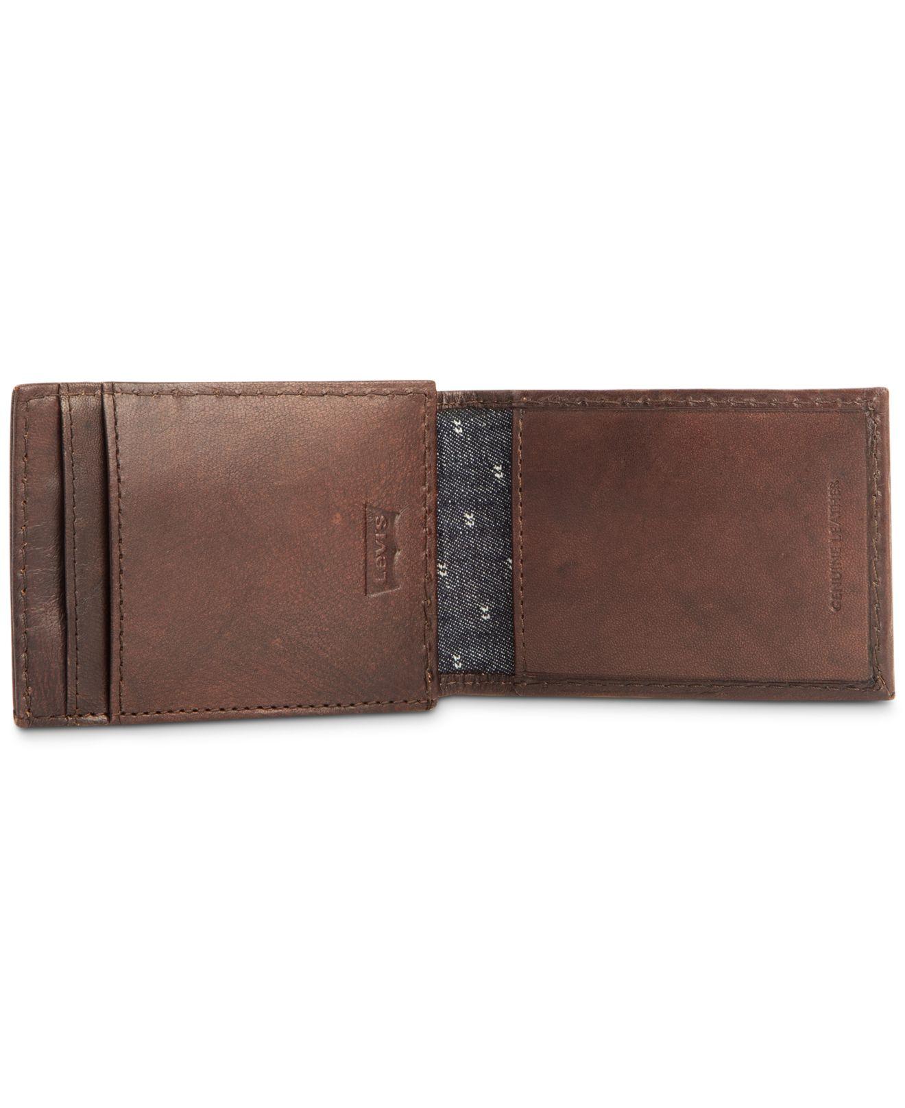 levi's leather wallet in brown