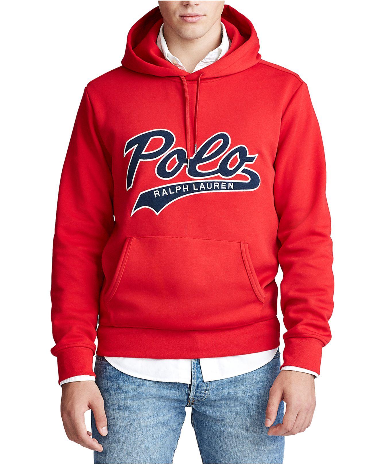 Polo Ralph Lauren Synthetic Double-knit Logo Hoodie in Red for 