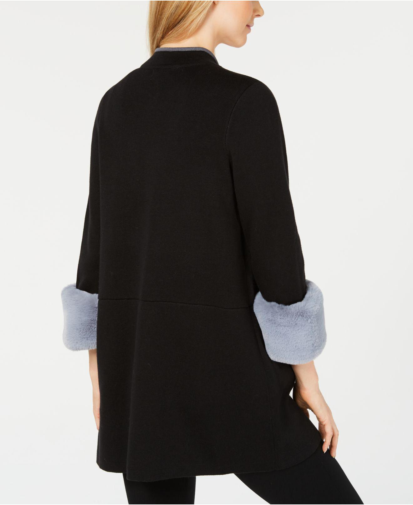 faux fur cuff cardigan