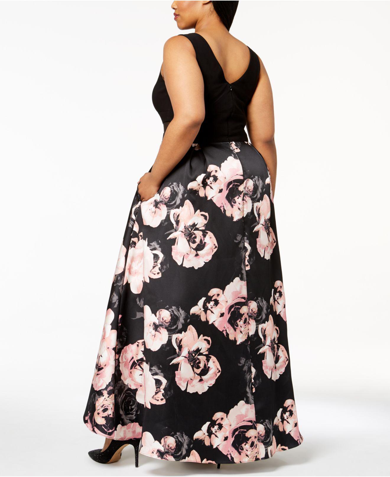 xscape plus size floral gown