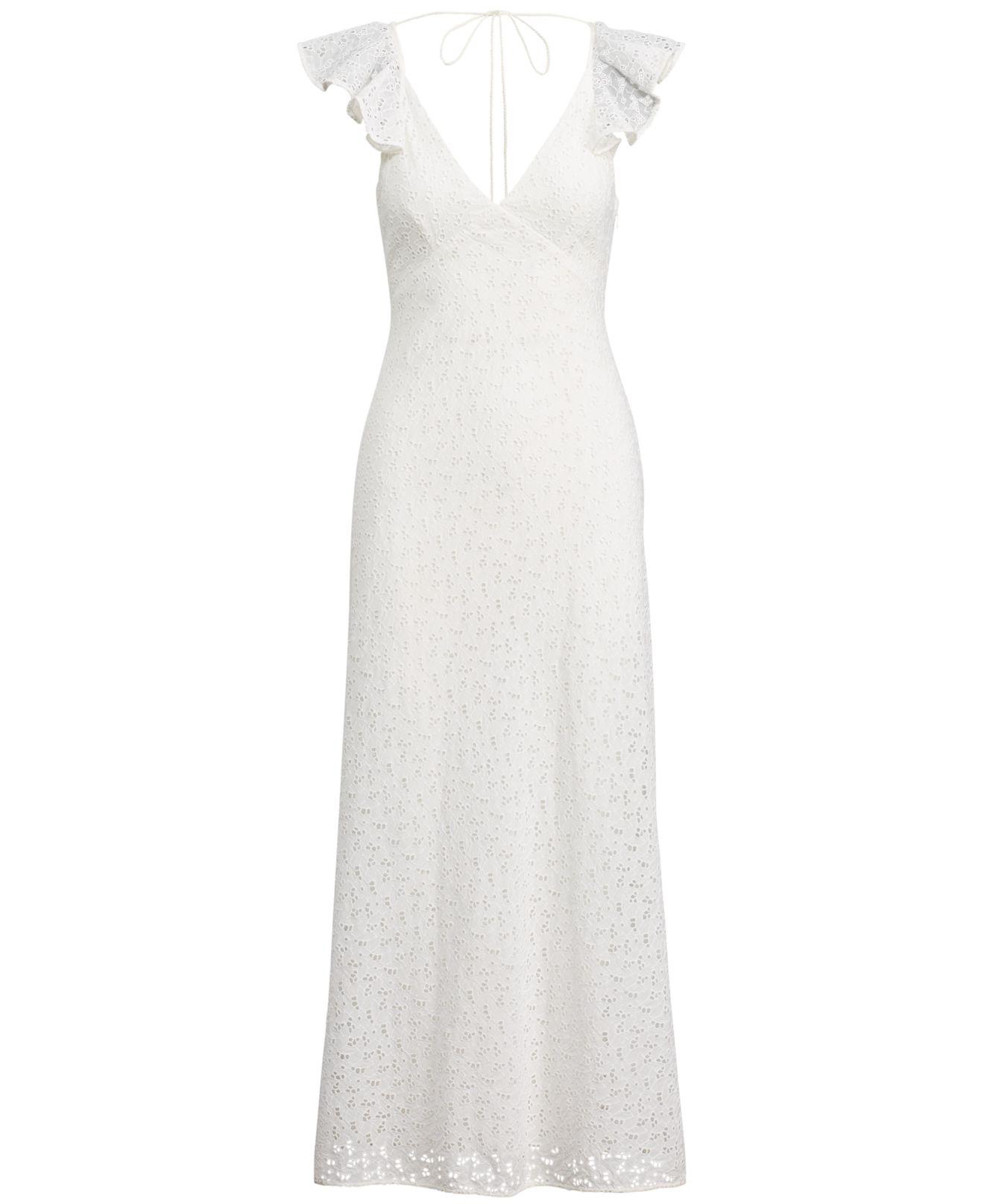 Polo Ralph Lauren Eyelet Open-back Cotton Dress in White | Lyst