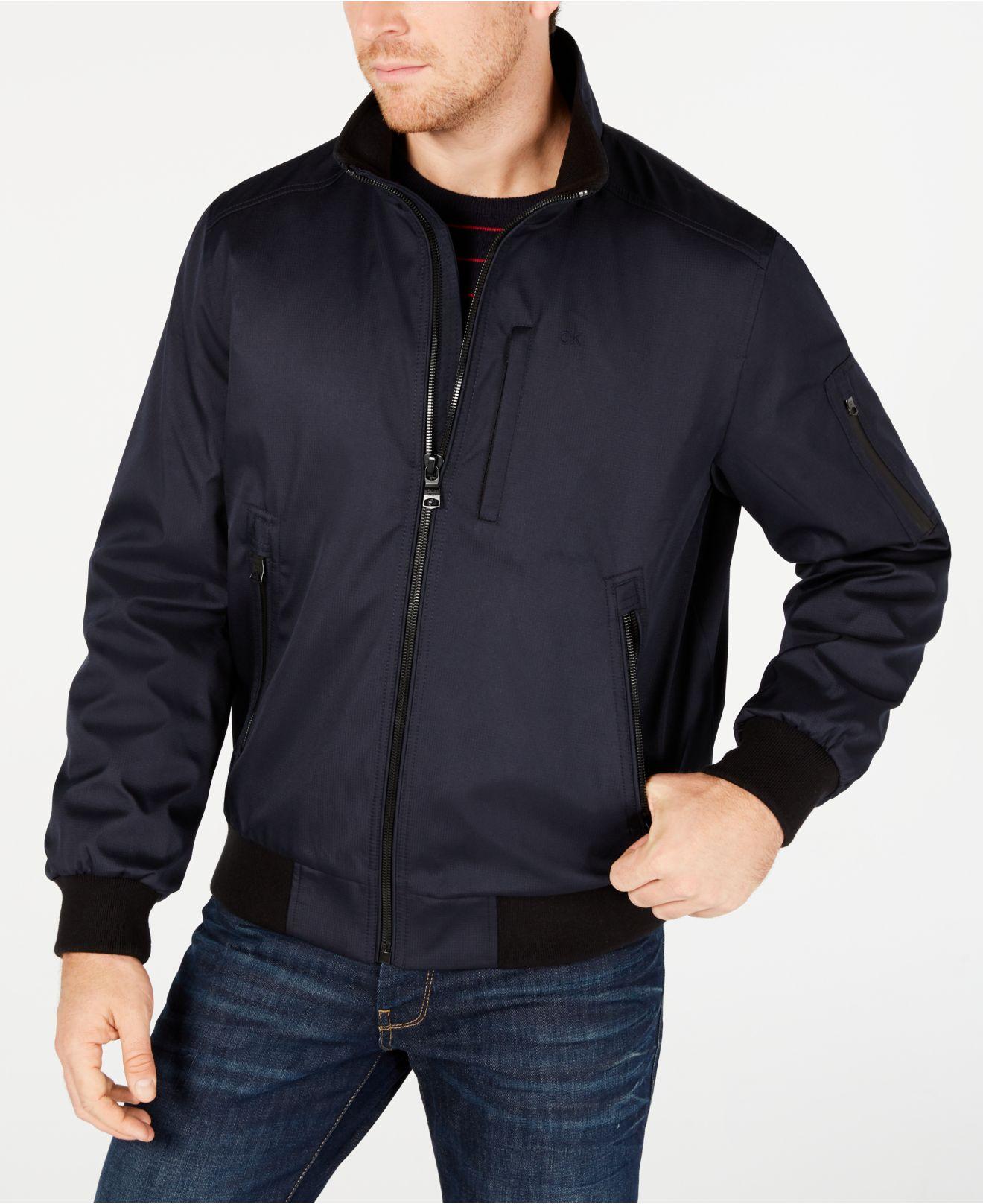 Calvin Klein Synthetic Ripstop Bomber Jacket in Blue for Men - Lyst