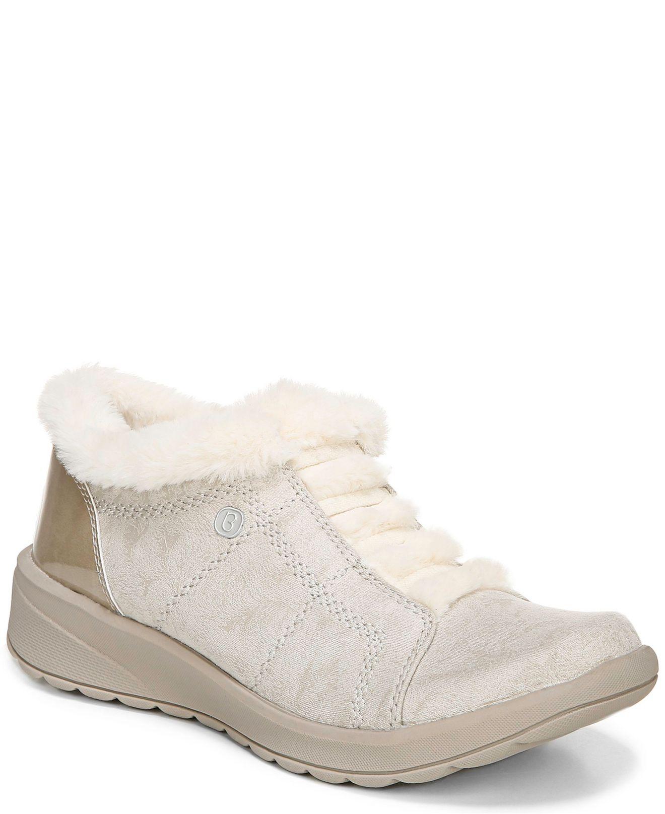 bzees golden fur trim washable slip on sneakers