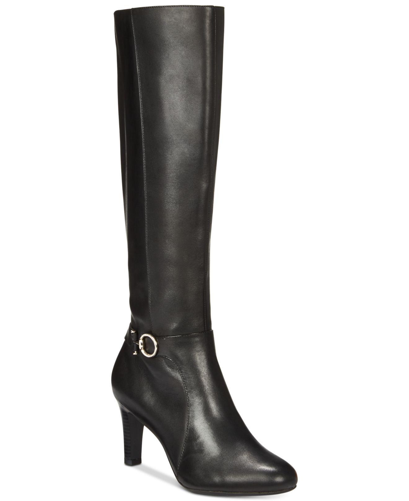 Bandolino Leather Lella Dress Boots, Created For Macys in Black Leather