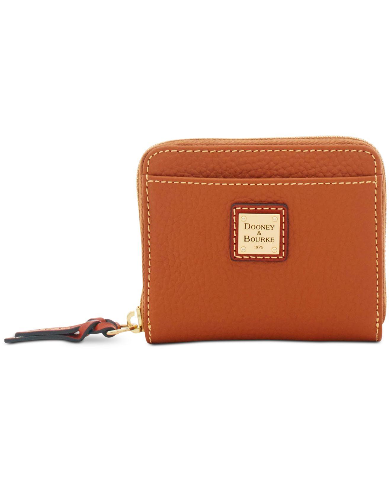 Dooney & Bourke Pebble Leather Zip Wallet in Caramel/Gold (Brown) Lyst