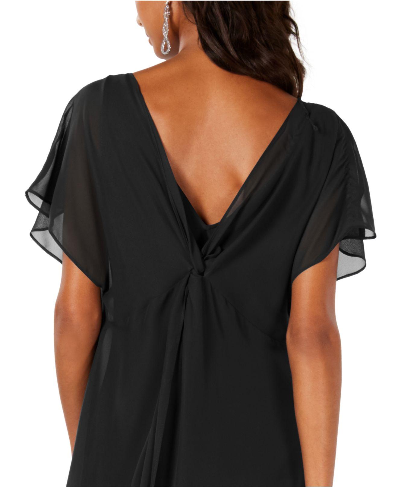 Adrianna Papell Chiffon-overlay A-line Dress in Black - Lyst