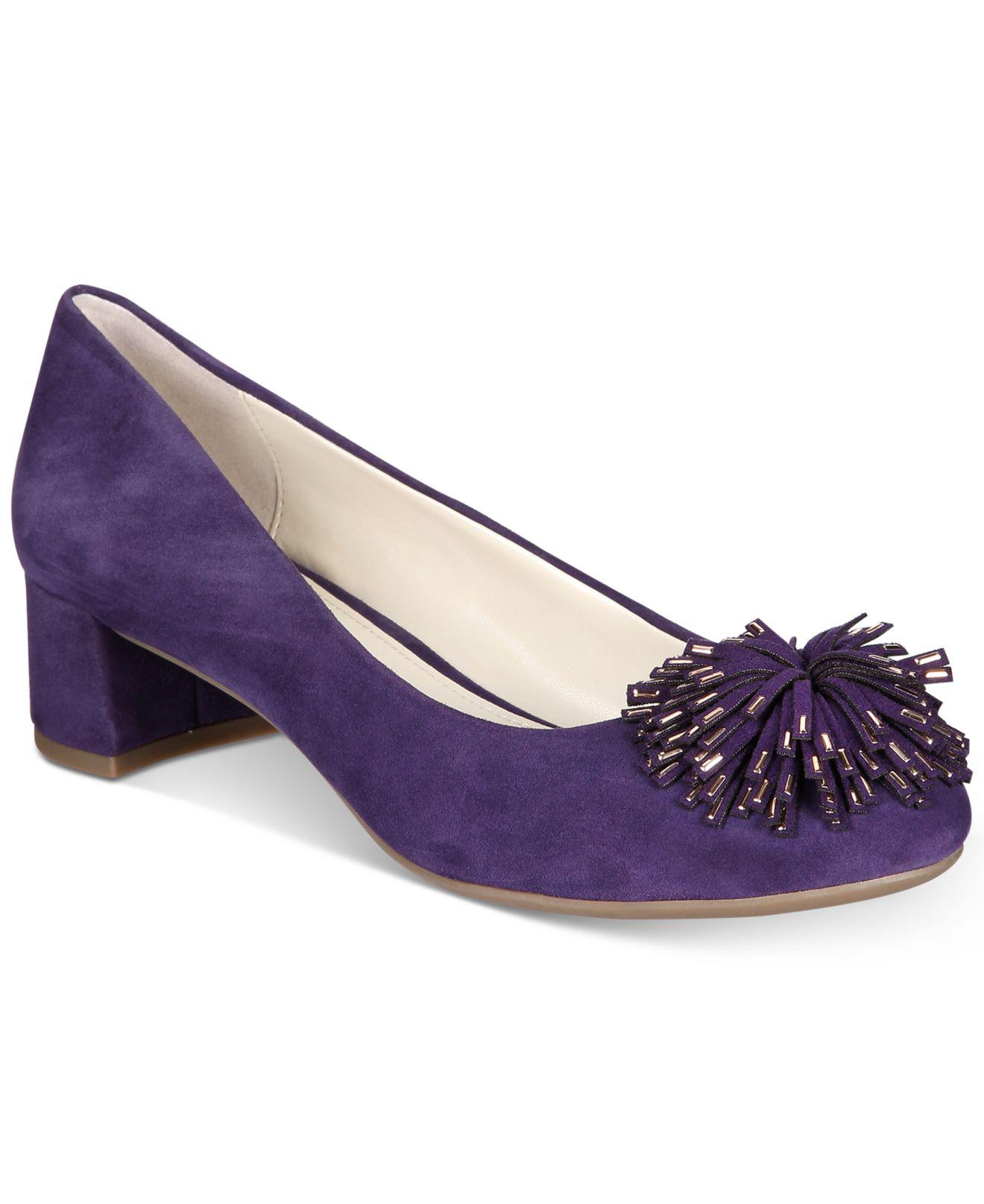 Anne Klein Leather Happy Blockheel Pumps in Purple Lyst