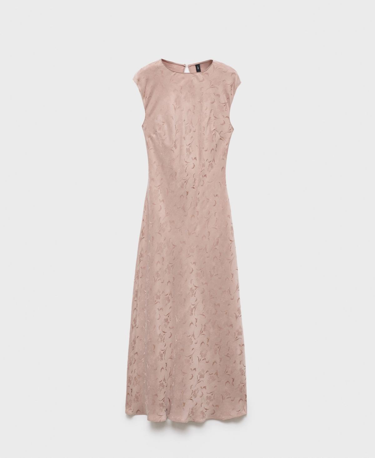 Mango Satin Floral Jacquard Dress in Pink | Lyst