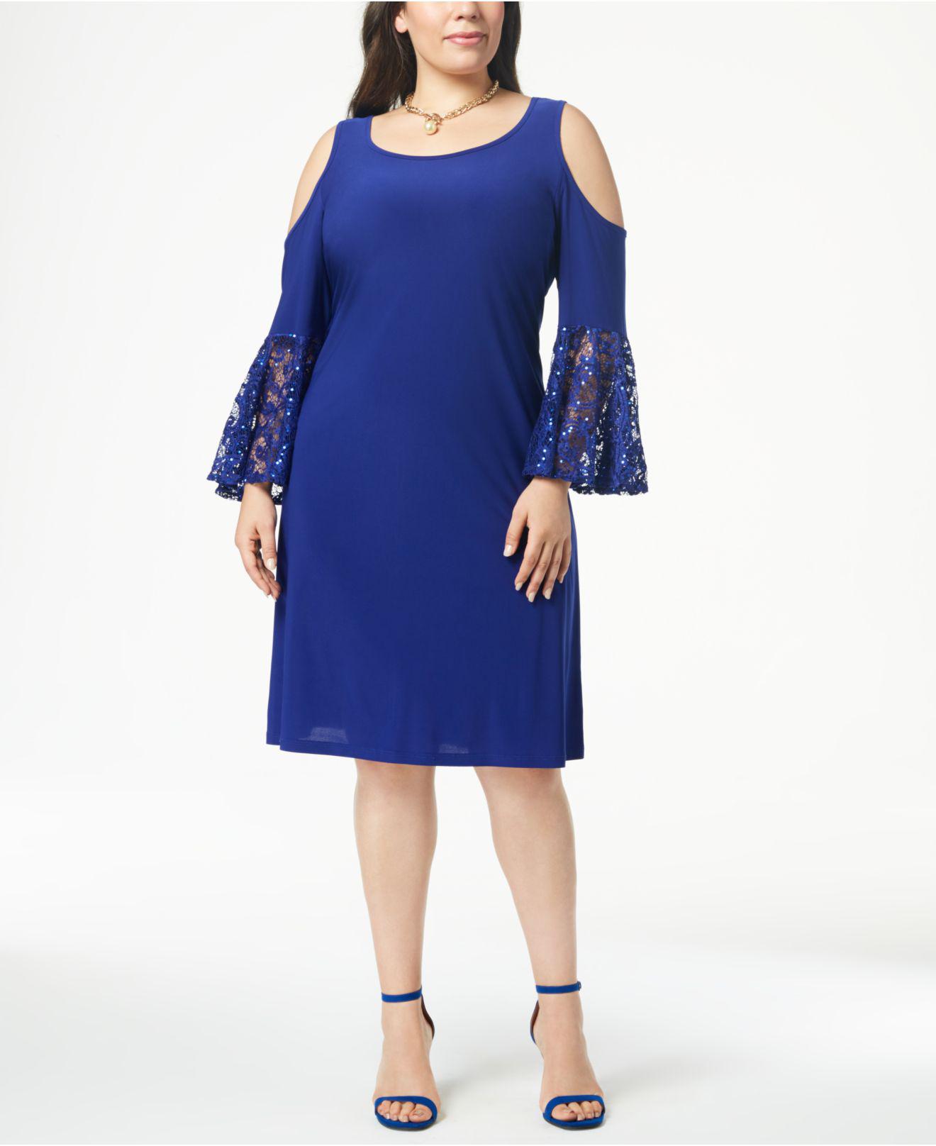 R & M Richards Synthetic Plus Size Cold-shoulder Dress in Cobalt (Blue ...