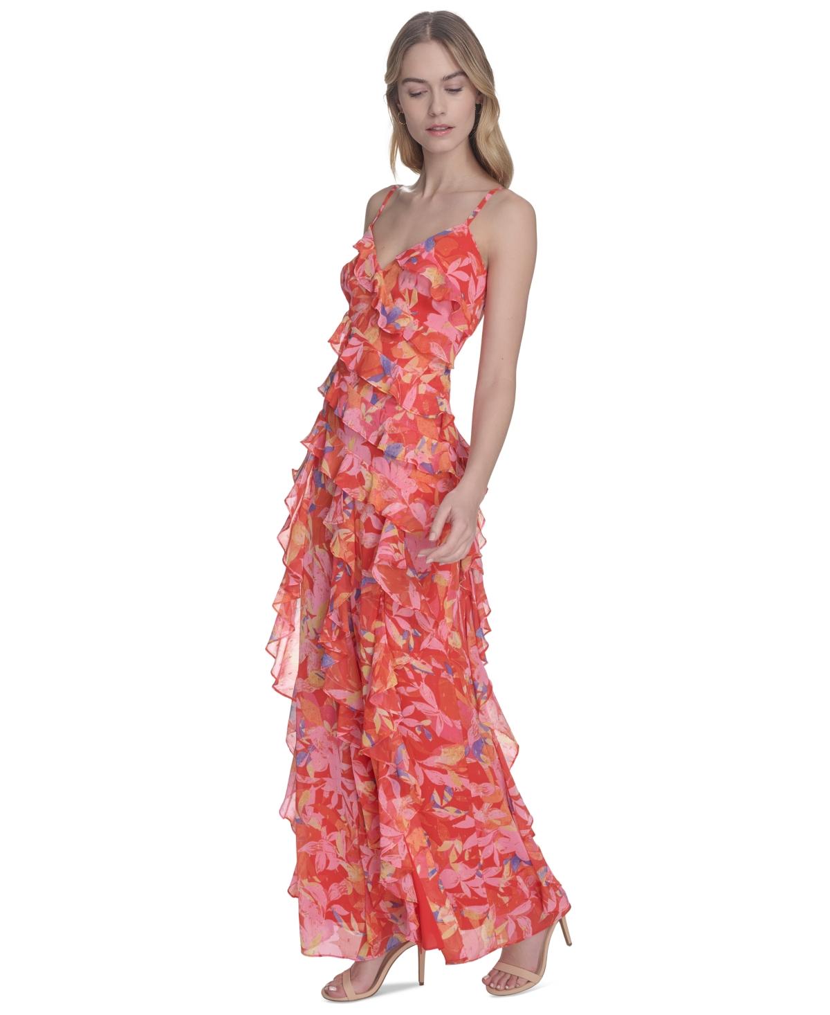 Eliza J ノースリーブカスケード-フリルガウン Eliza J Spaghetti Strap Dresses for Women | Lyst