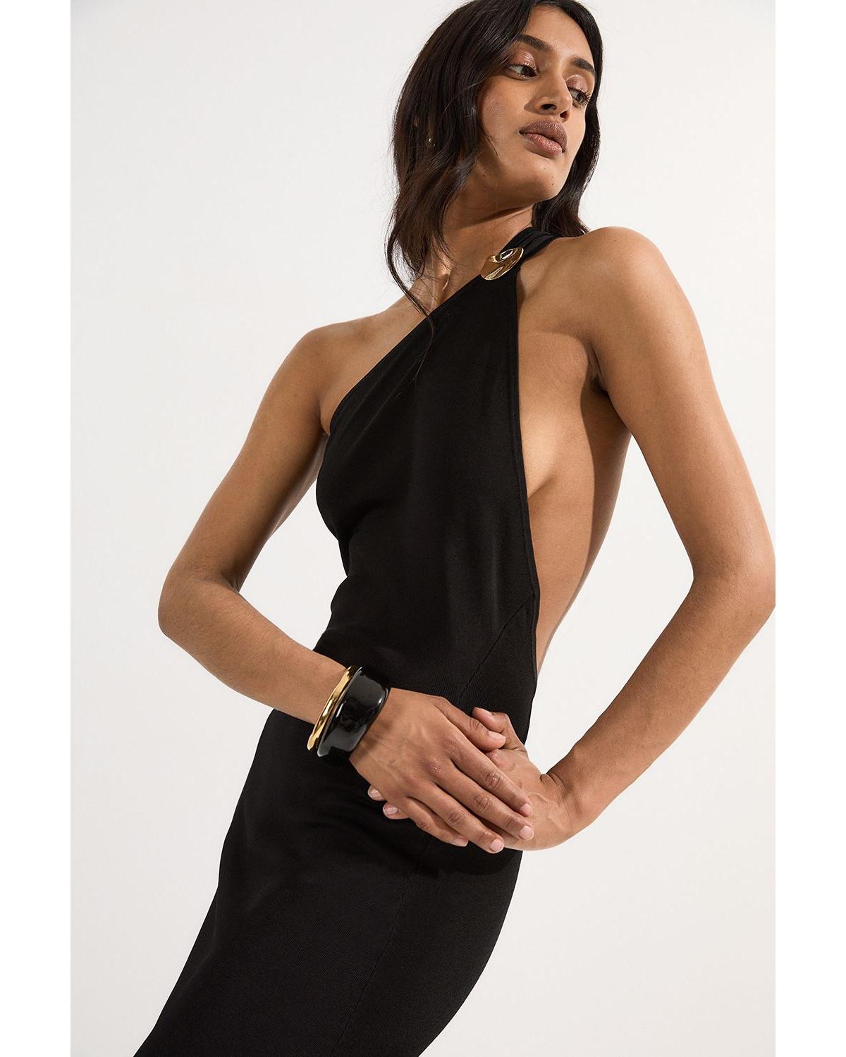 Karen Millen Backless Knit Dress With Hardware in White | Lyst
