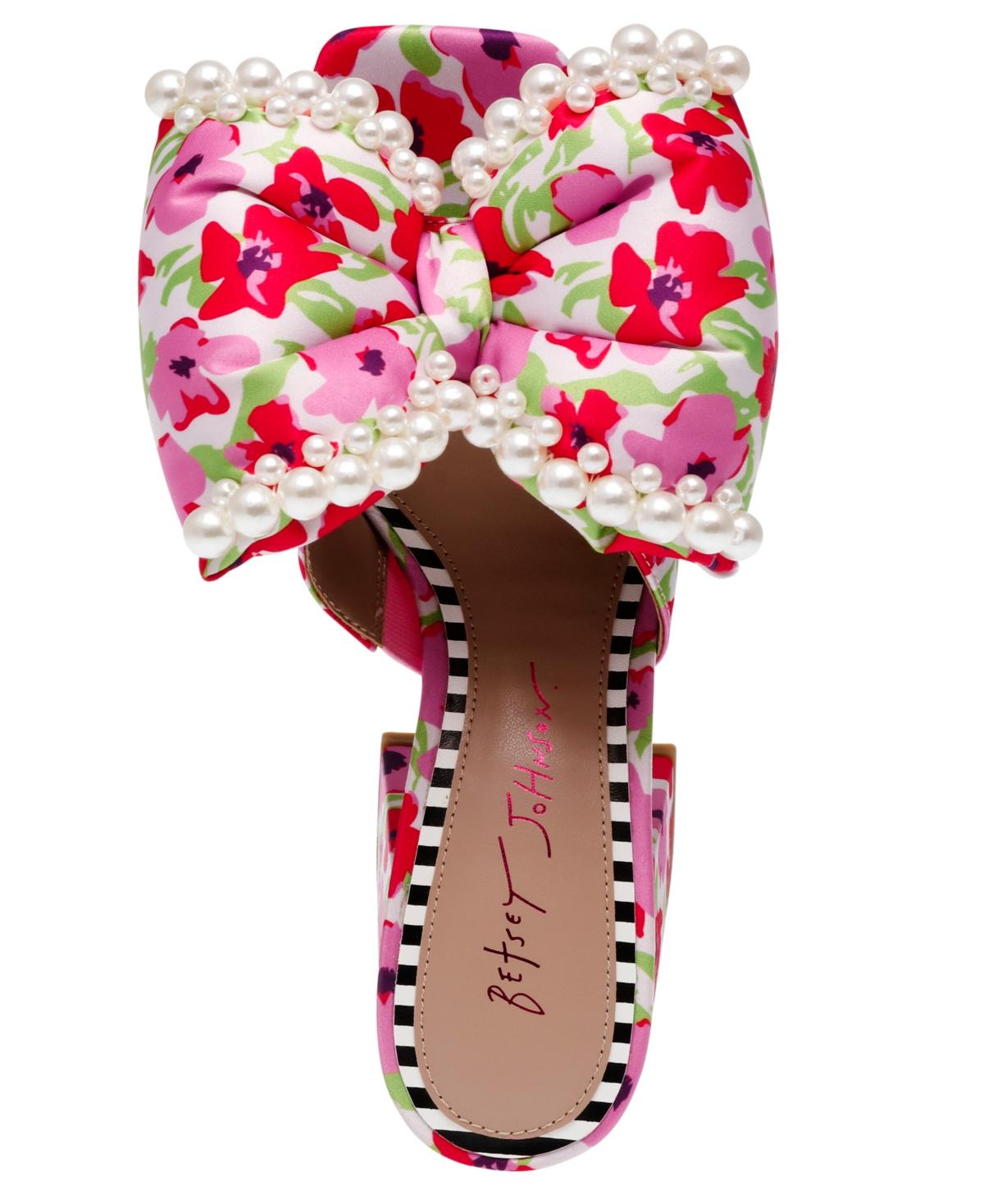 women's maccie beaded bow platform dress sandals Betsey Johnson Maccie Beaded Bow Platform Dress Sandals in Red