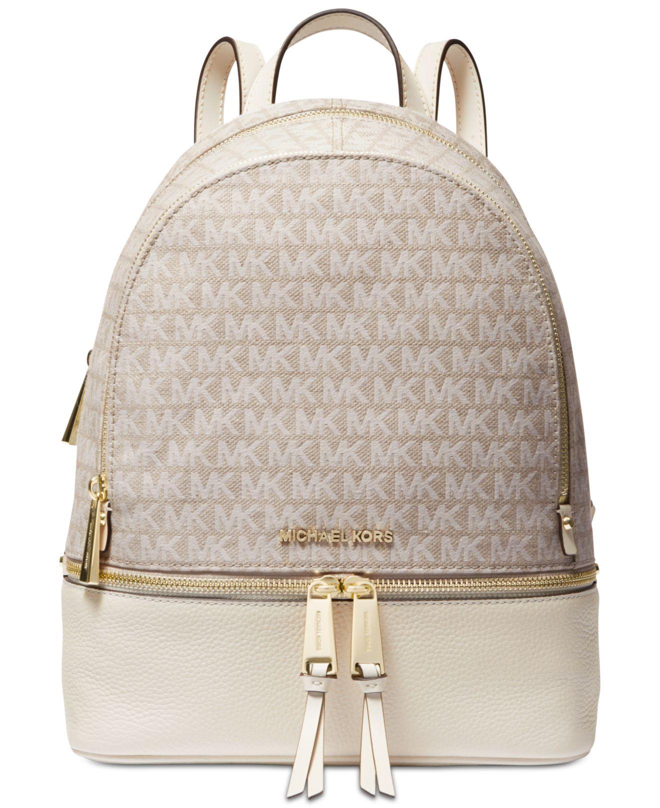 michael kors rhea jacquard signature backpack