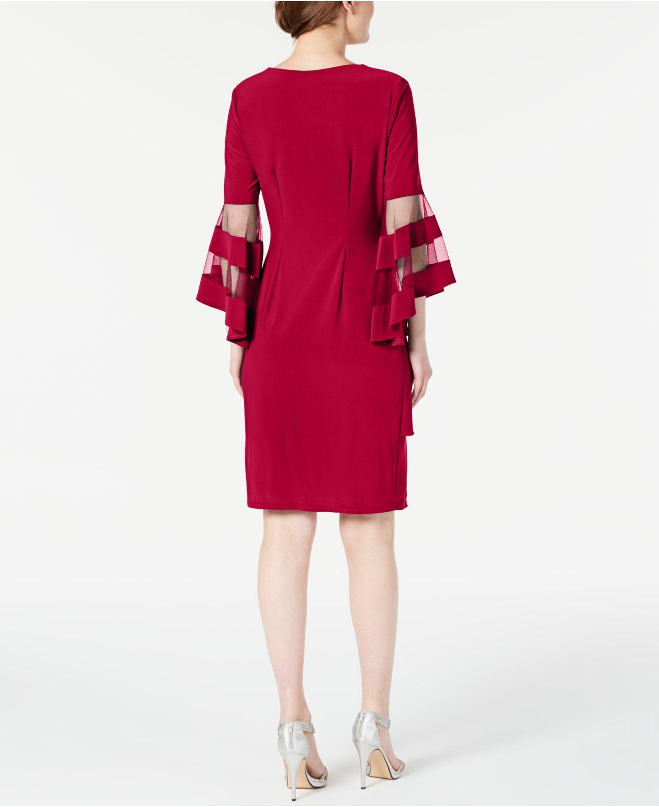 Synthetic Rhinestone Faux-wrap Dress 