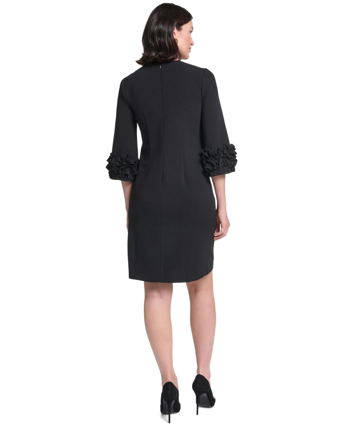 elegant designer cocktail dresses A-Line Dress Wedding Guest Kentucky Derby Tea Length Sleeveless High Neck Stretch Fabric with Ruffles Shouder Flower dasmzper Women Sexy Sequin Color:WML Elegant sleeveless form fitting Dresses & Gowns