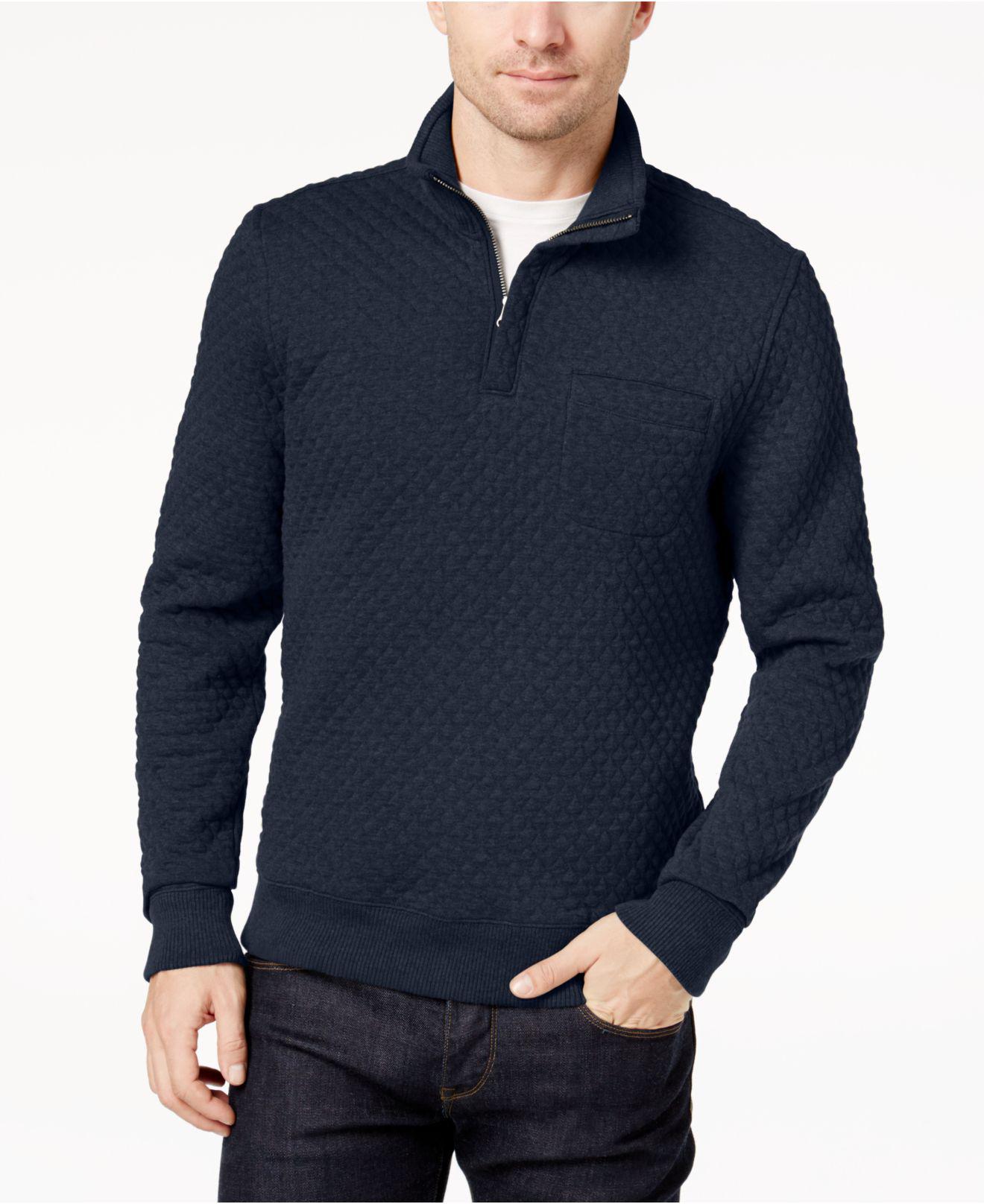 Brooks Brothers Men's Quilted Jacquard Quarter-zip Sweater in Blue for Men  | Lyst