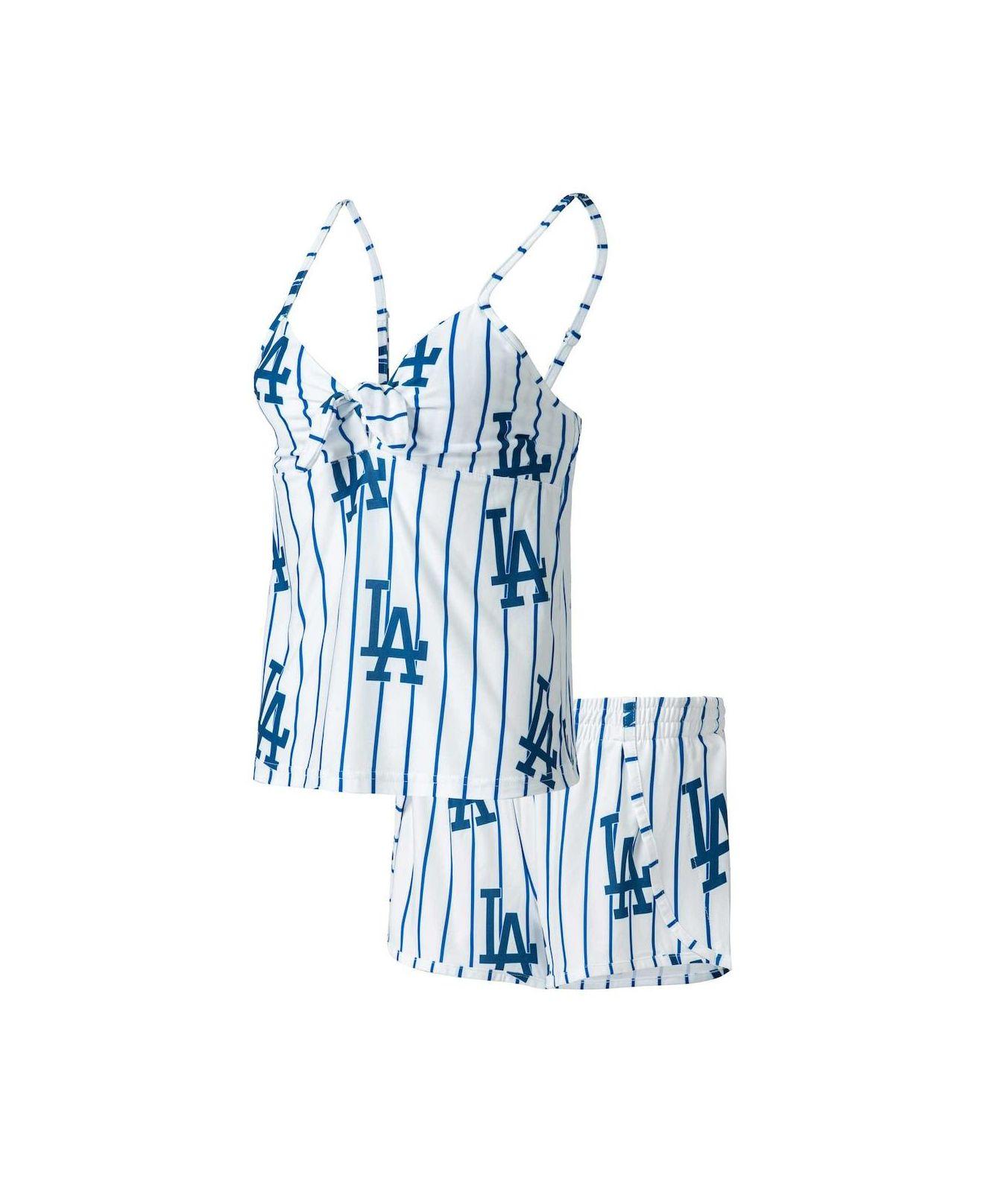 Concepts Sport White Los Angeles Dodgers Reel Pinstripe Nightshirt