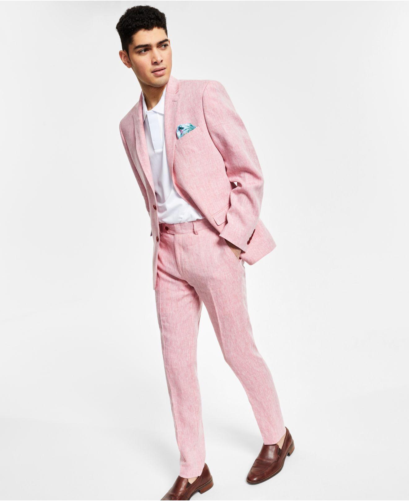 Bar Iii Slim-fit Linen Suit Separates, Created For Macy's in Pink for Men