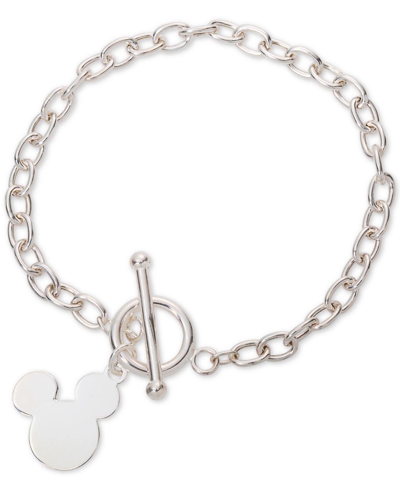 Disney Mickey Mouse Charm Toggle Bracelet In Sterling Silver in Metallic |  Lyst
