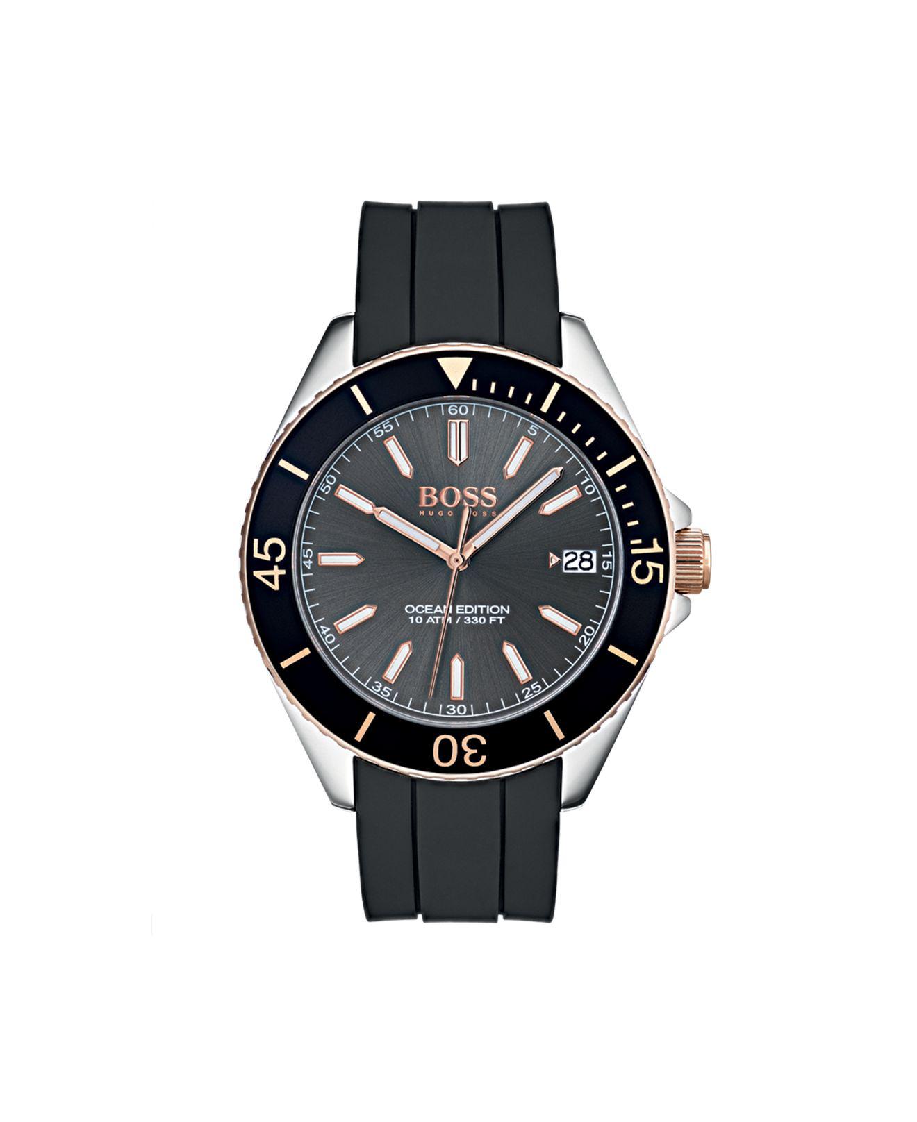 hugo boss ocean edition men's black strap watch
