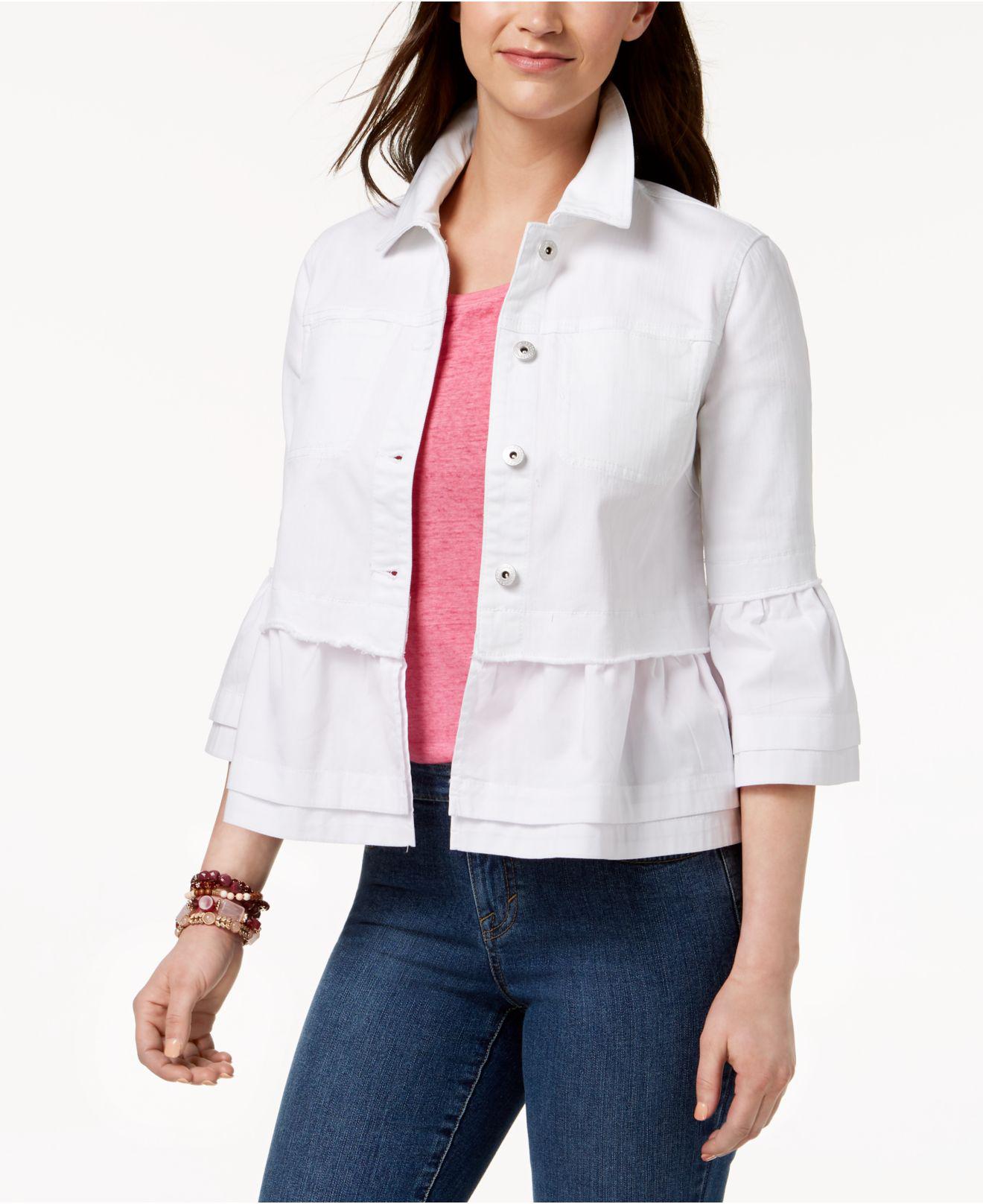 macy's white denim jacket